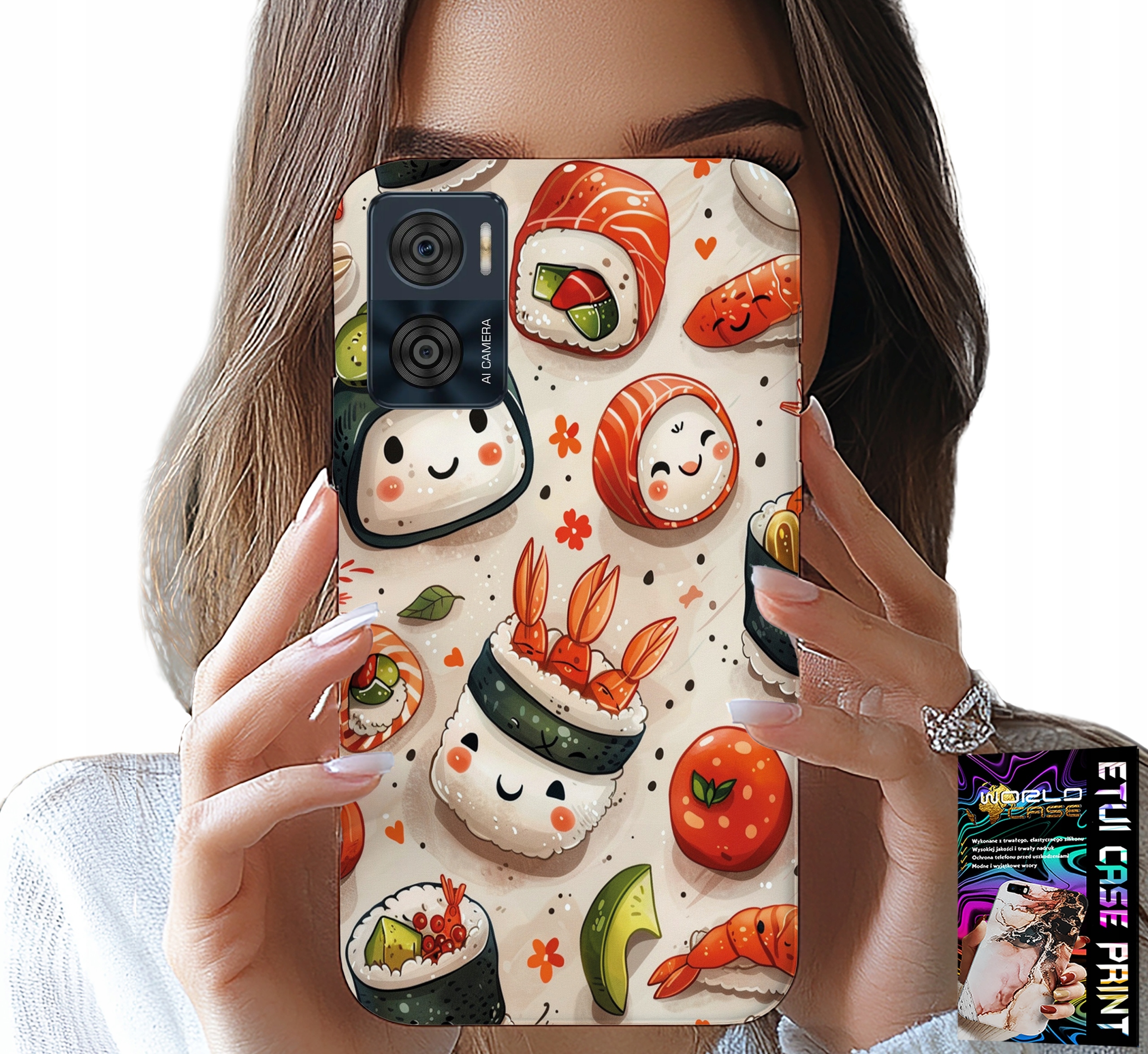 ETUI DO MOTOROLA MOTO E22 / E22I - SŁODKIE UŚMIECHNIĘTE SUSHI OBUDOWA CASE