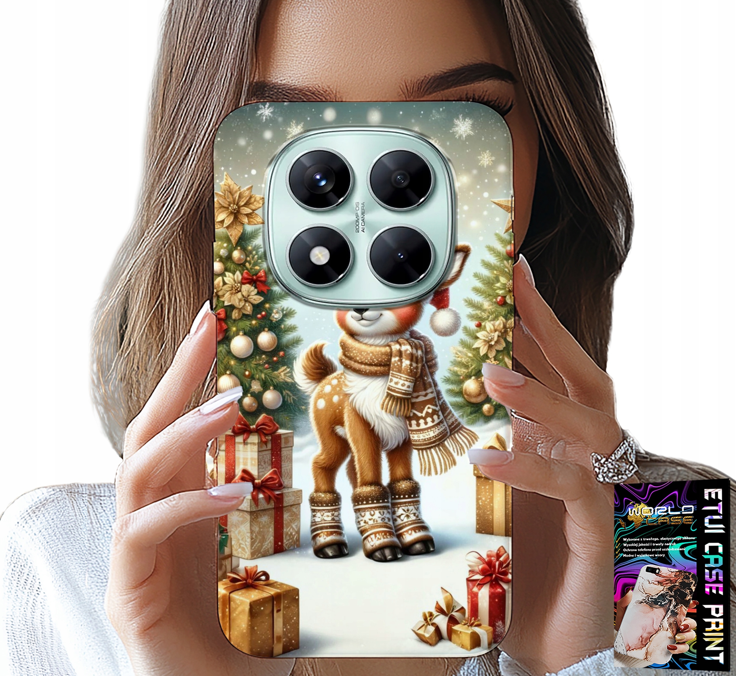 ETUI DO XIAOMI NOTE 14 PRO+ 5G - RENIFER, WZORY BOŻONARODZENIOWE + SZKŁO