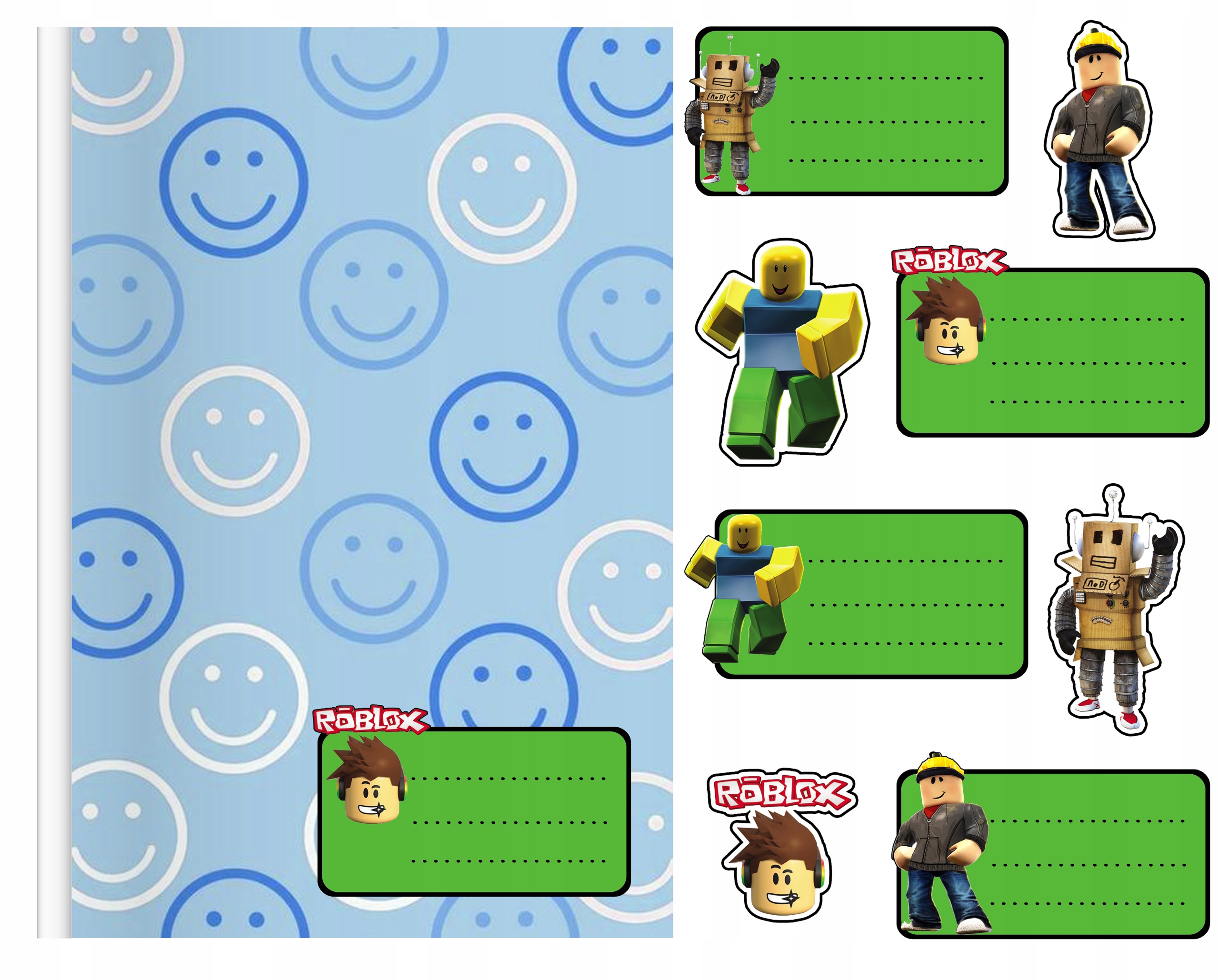NAKLEJKI NA ZESZYT ZESZYTY NALEPKA 8szt - ROBLOX WZORY Z GIER + GRATIS