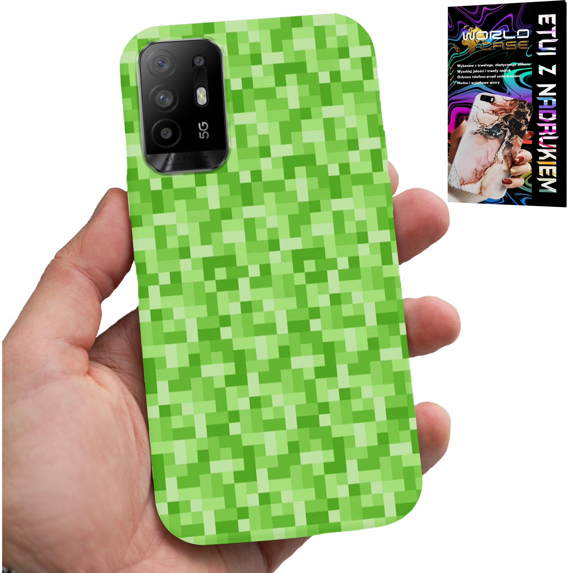 ETUI DO OPPO RENO 5Z / A94 5G - WZORY Z GIER Z GRY PIKSEL PIKSELE PLECKI