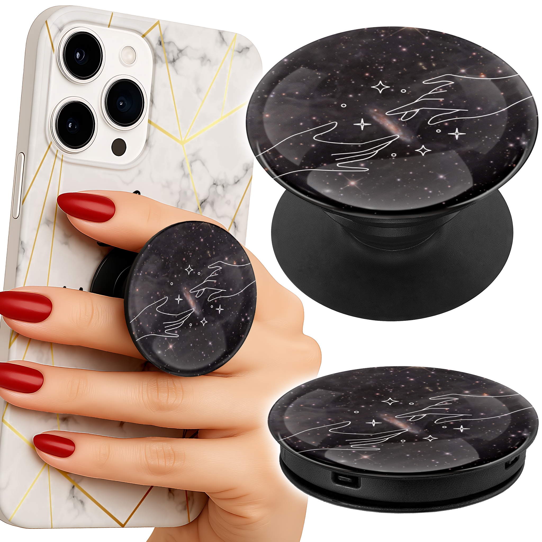 Uchwyt do telefonu Popsocket na palce/stojak KOSMOS PLANETY GWIAZDY KSIĘŻYC