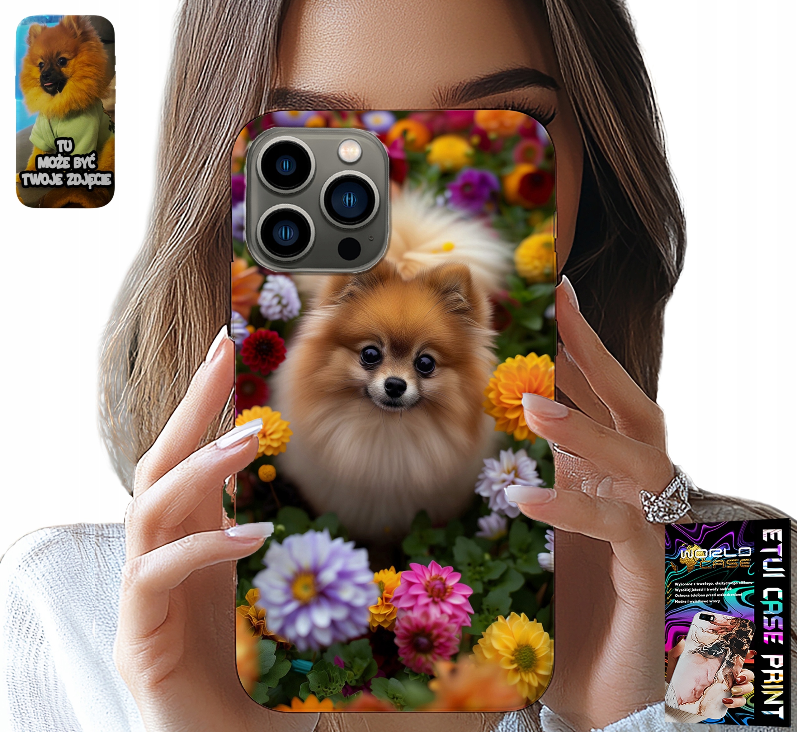 ETUI DO IPHONE 13 PRO - SŁODKI PIESEK, POMERANIAN CASE + SZKŁO