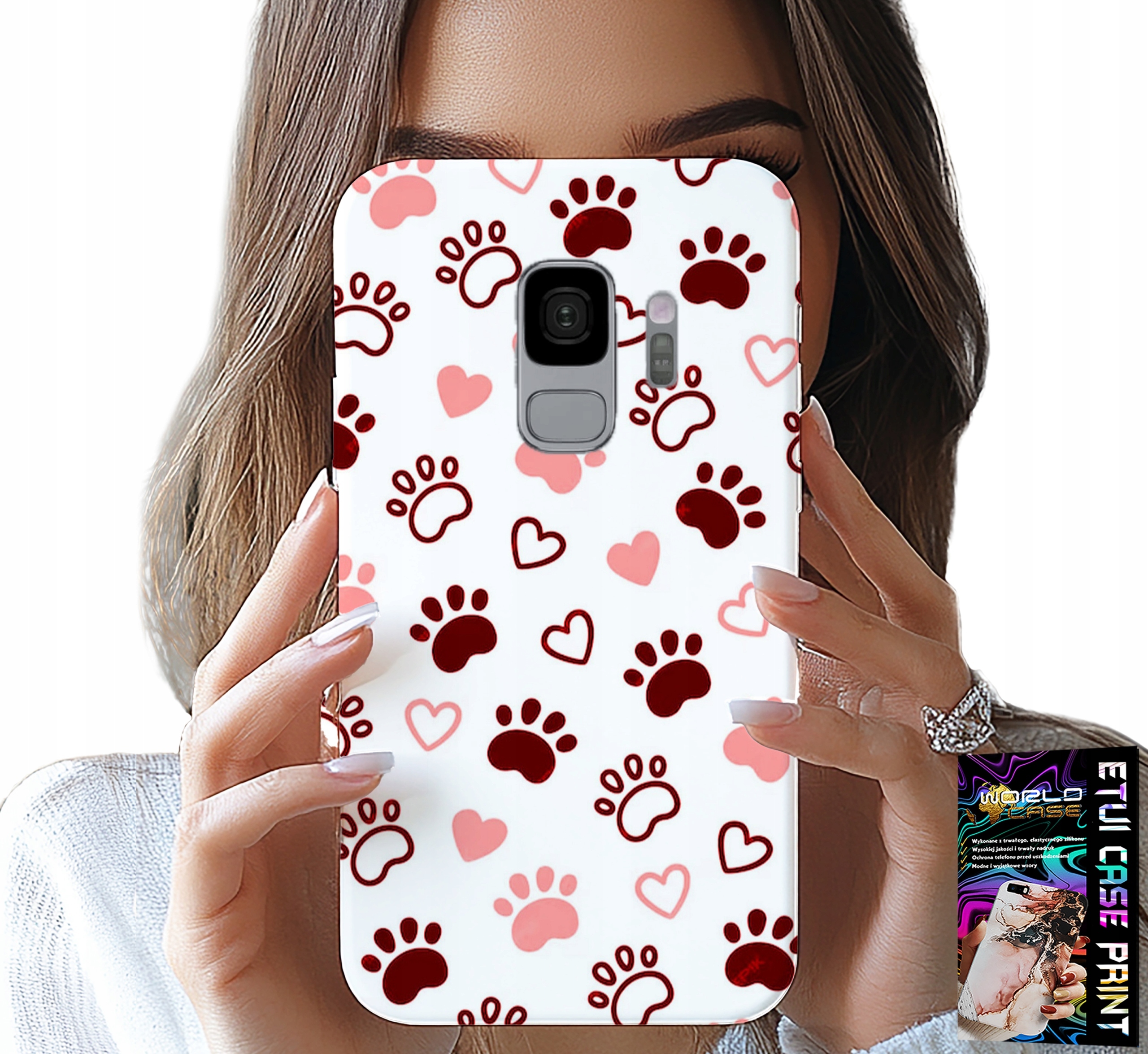 ETUI DO SAMSUNG GALAXY S9 - PSIE ŁAPKI NA BIAŁYM TLE, PIES, KOT, MIŚ