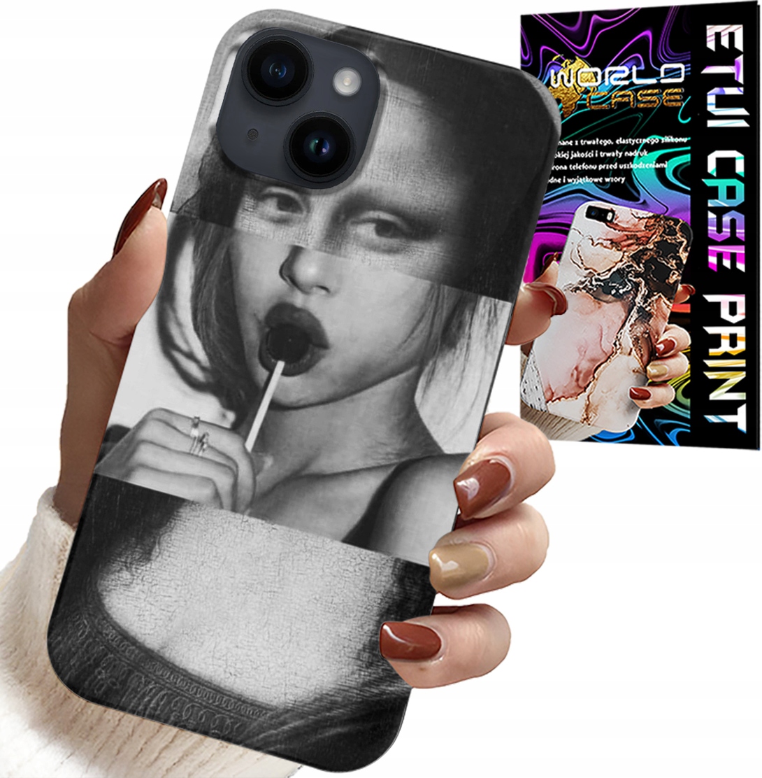 ETUI DO IPHONE 13 - MONA LISA Z LIZAKIEM MODNE WZORY CASE