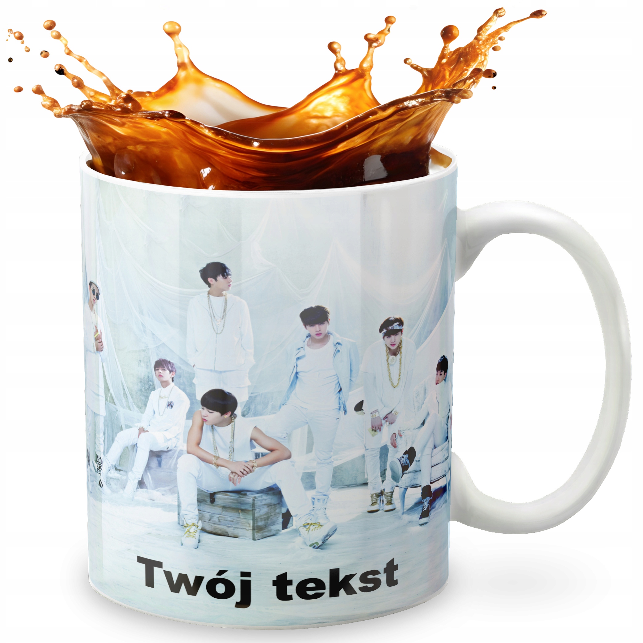 KUBEK 330ml GRAFIKA PREZENT ŚWIĘTA WZÓR - KPOP BLACKPINK BTS GOT7 + IMIĘ