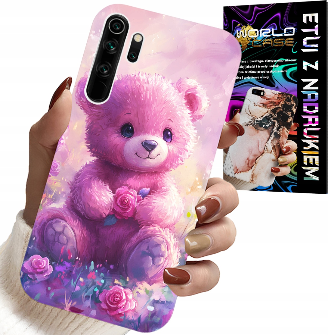 ETUI DO XIAOMI NOTE 8 - SŁODKI MIŚ NA RÓŻOWYM TLE, CASE + FOLIA