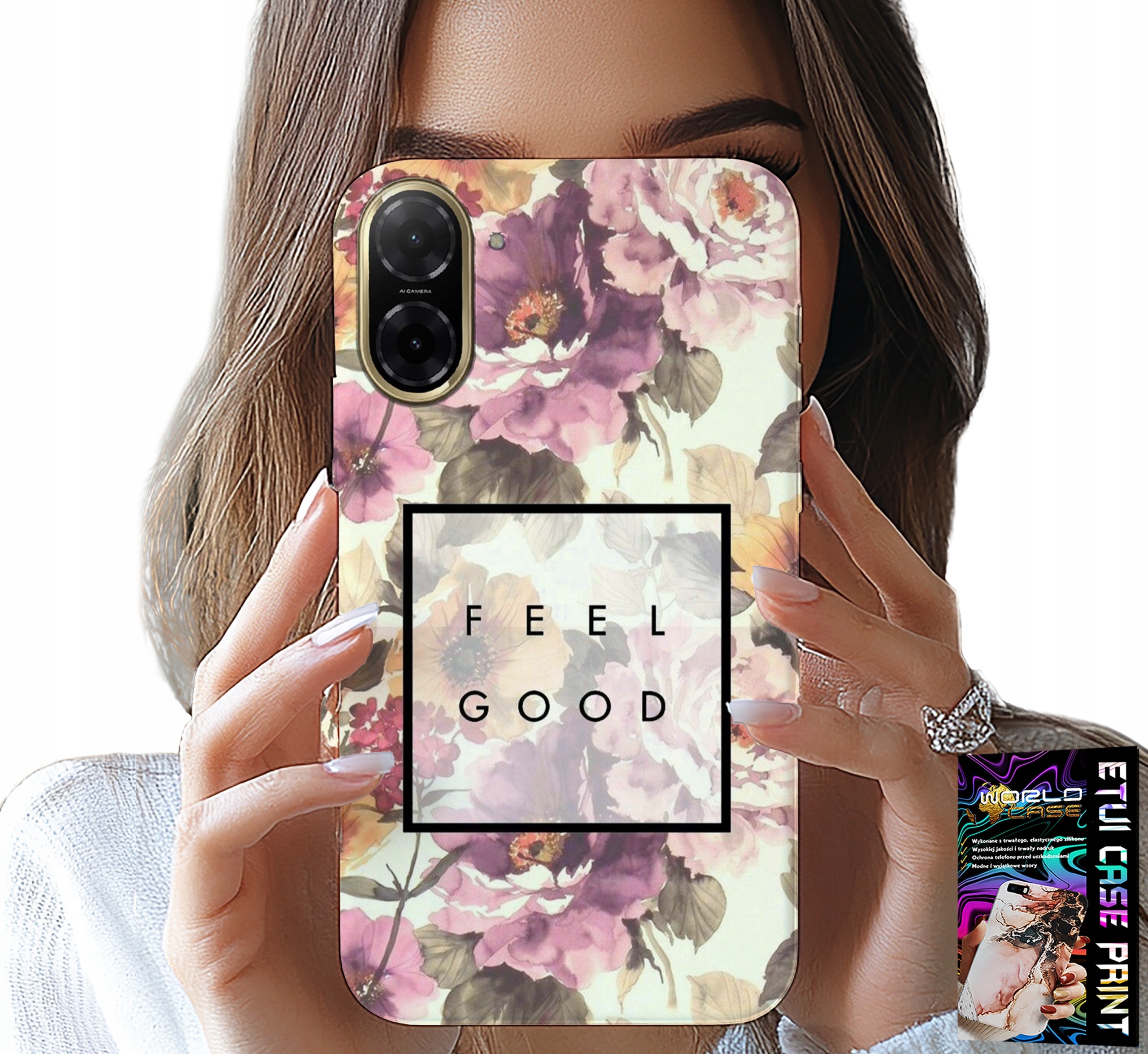 ETUI DO XIAOMI REDMI A5 - KWIATISTY WZÓR, MODNE DAMSKIE + SZKŁO