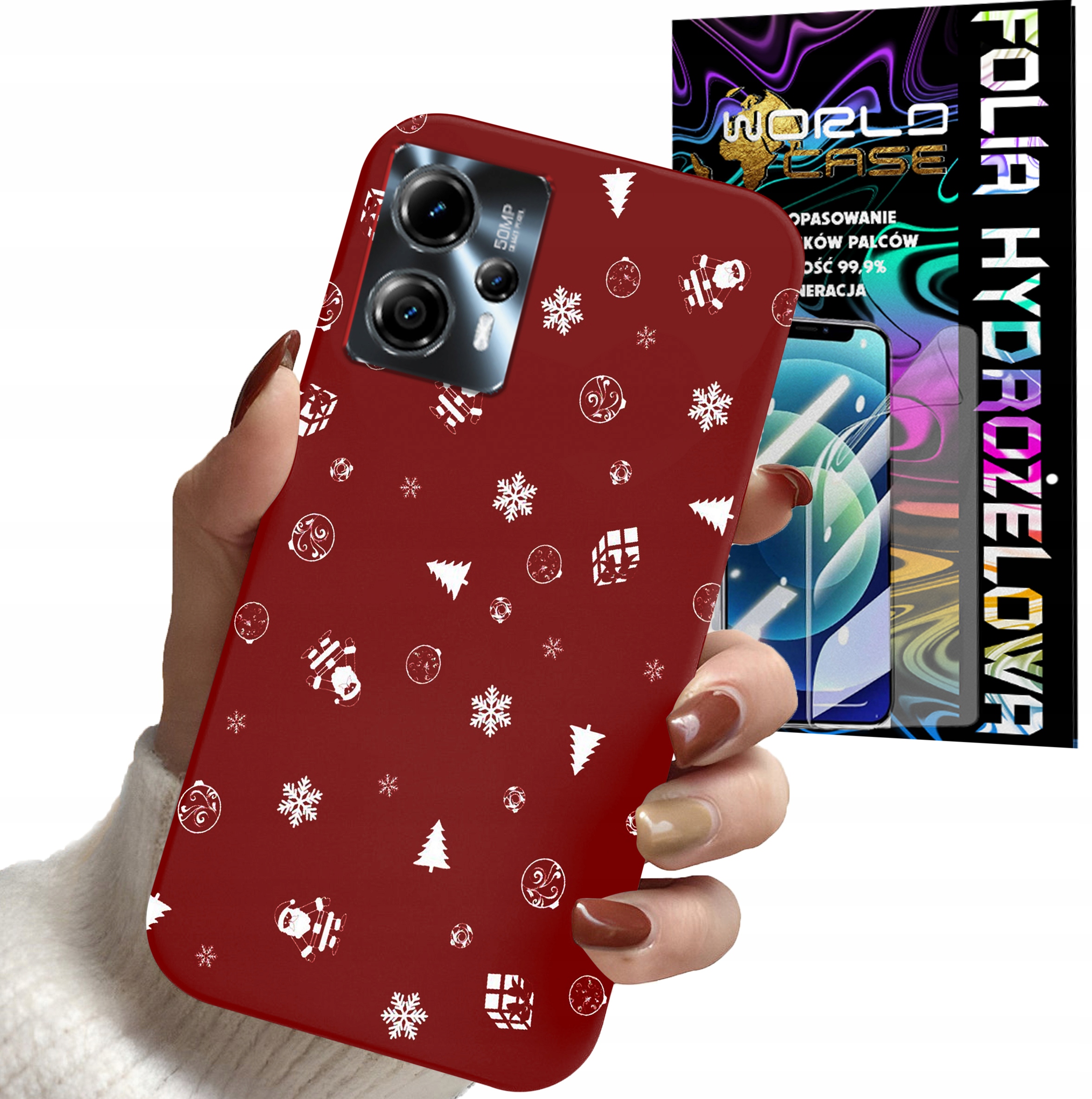 ETUI DO MOTOROLA MOTO G13 / G23 - ŚWIĄTECZNE WZORY CHOINKA + FOLIA
