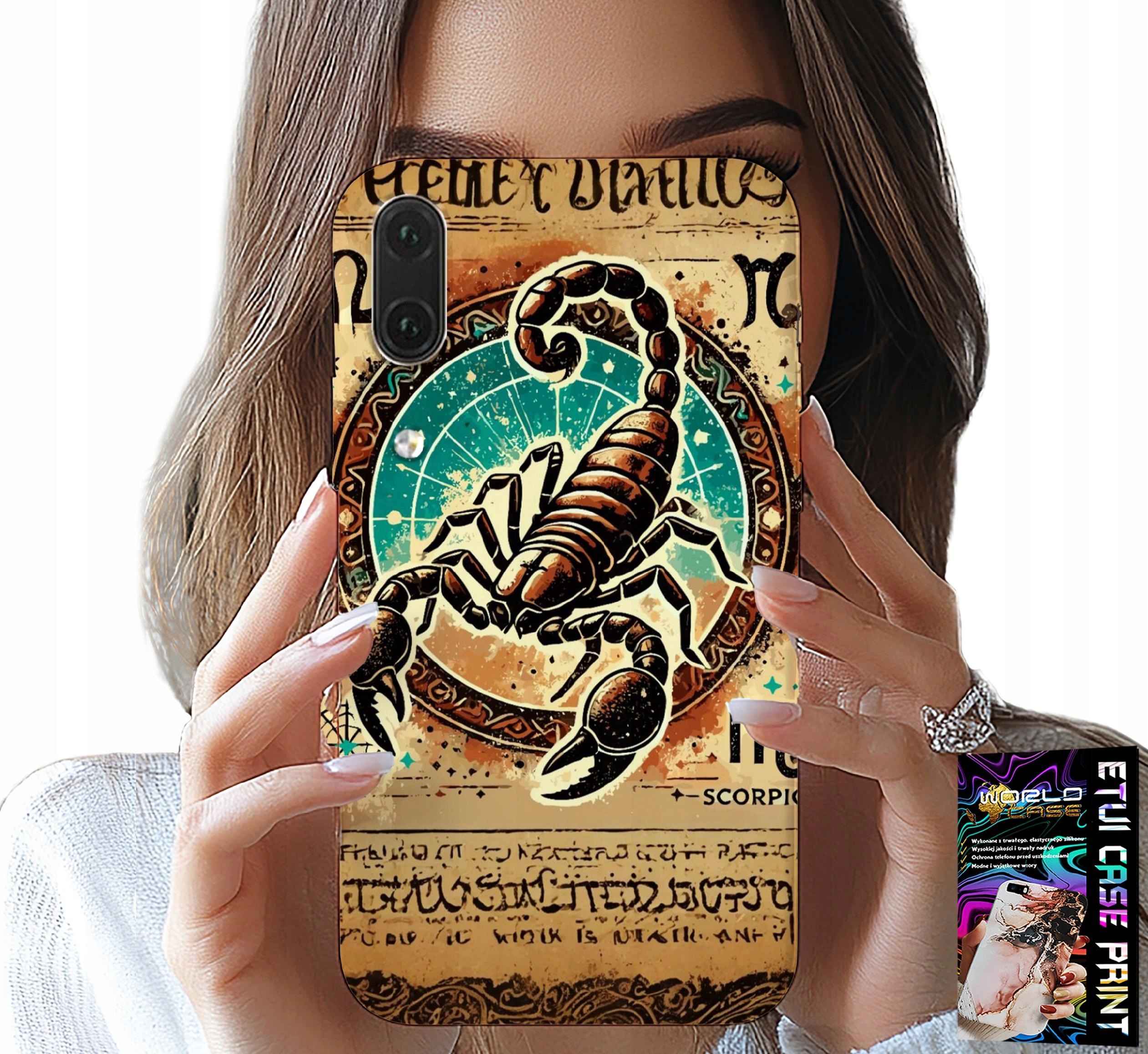 ETUI DO HUAWEI P20 - SKORPION ZNAK ZODIAKU ASTRONOMIA + FOLIA