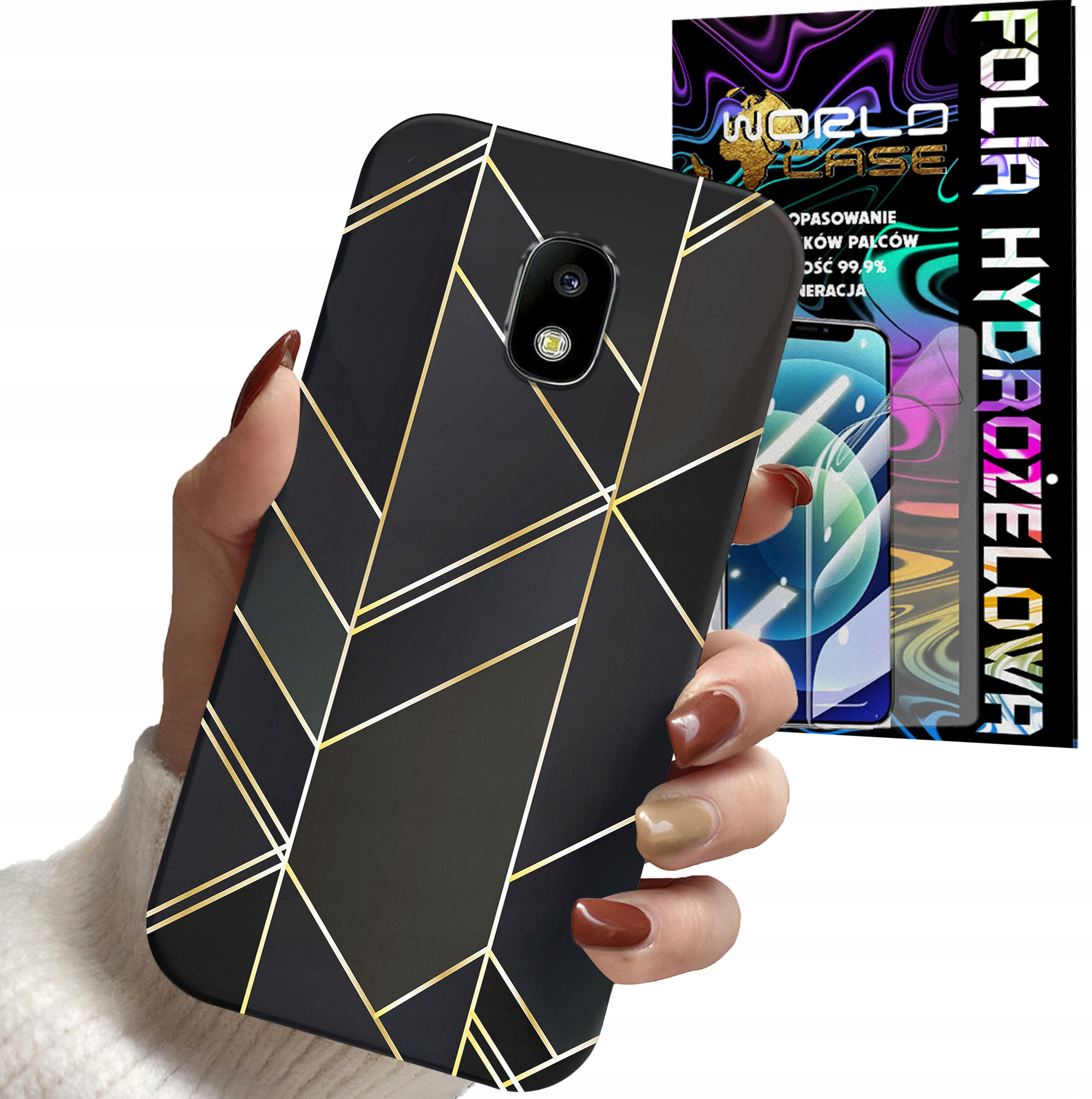 ETUI CASE DO SAMSUNG J5 2017 - MARMUREK GEOMETRYCZNE WZORY DLA KOBI + FOLIA