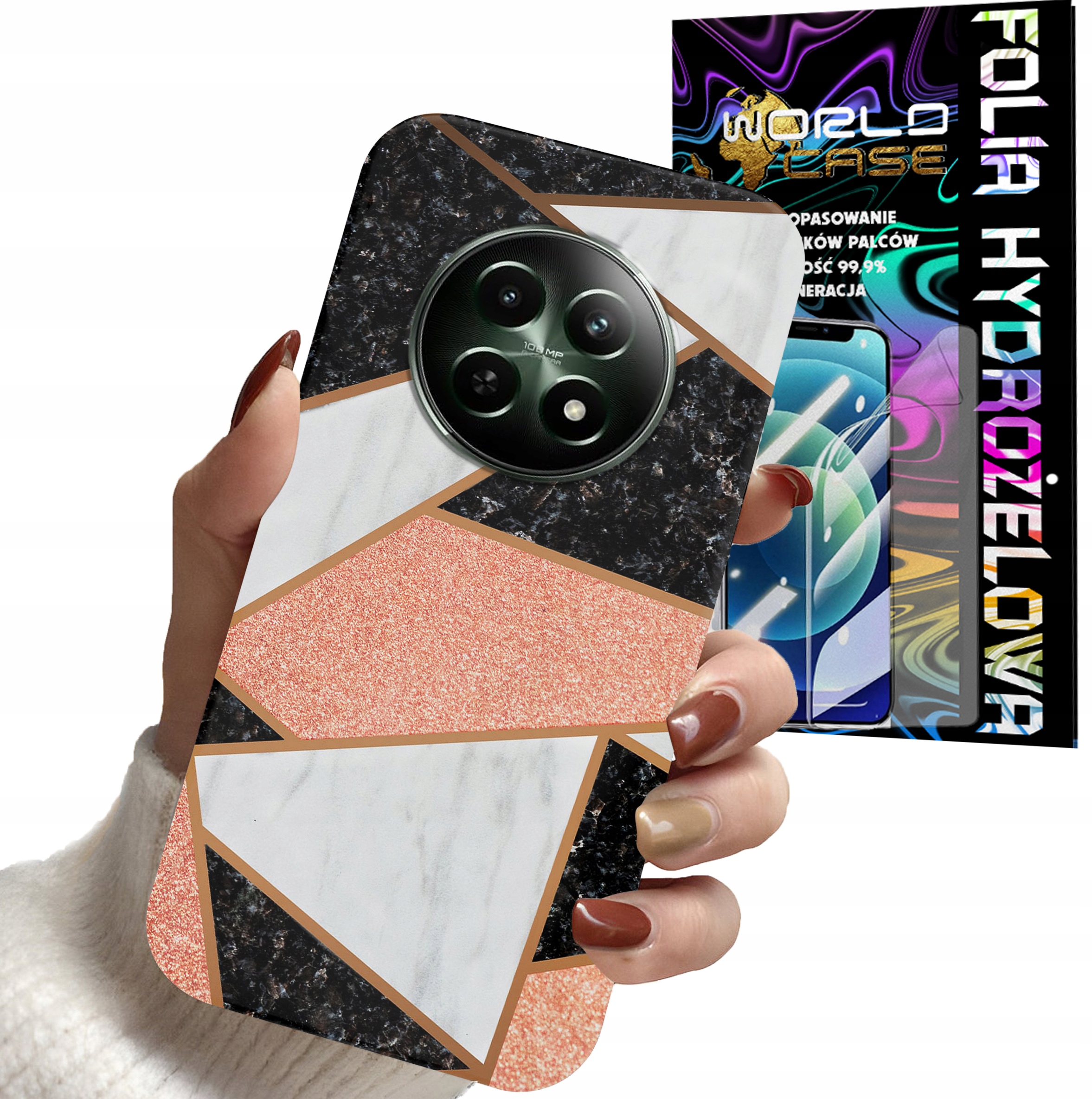 ETUI DO REALME 12 5G - GEOMETRYCZNE WZORY DLA KOBIET PLECKI + FOLIA