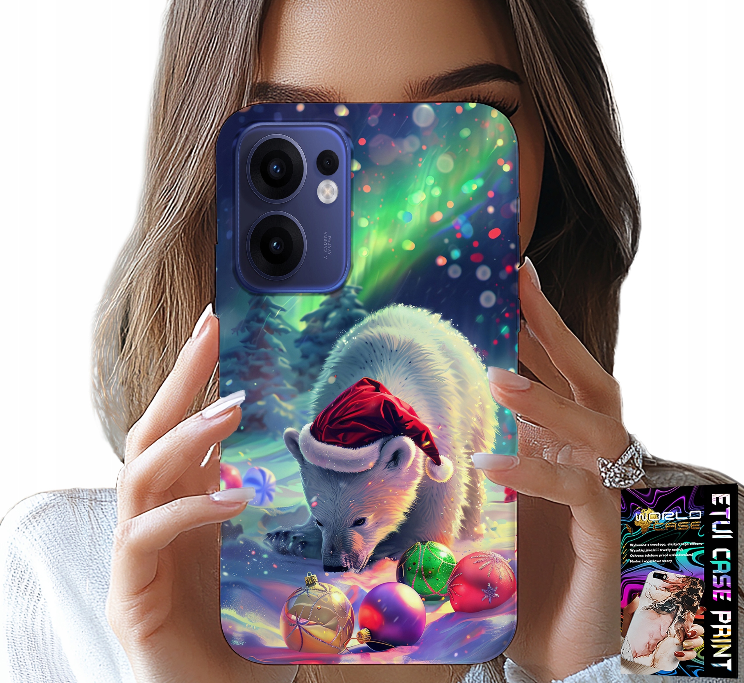 ETUI DO OPPO FIND X5 LITE - ŚWIĄTECZNY NIEDŹWIEDŹ BOMBKI CASE +FOLIA