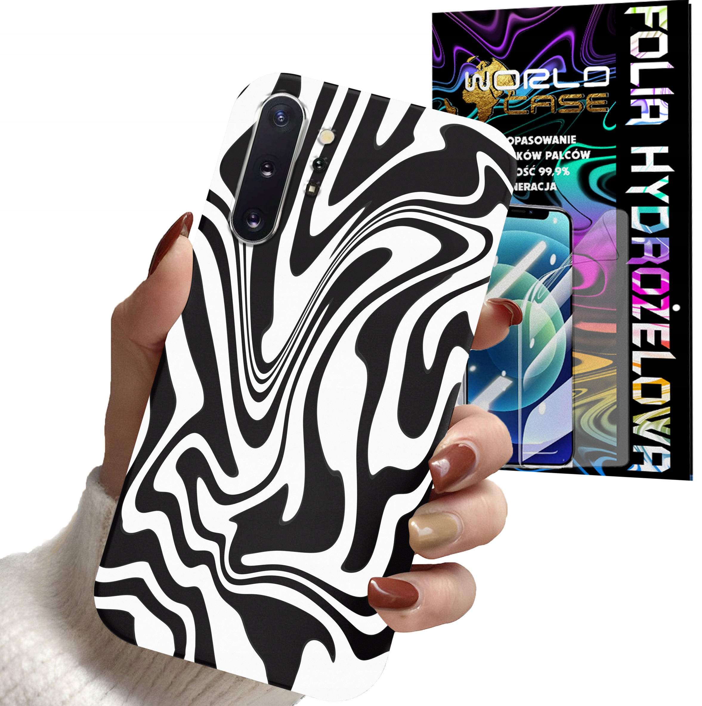 ETUI CASE DO SAMSUNG NOTE 10 PLUS . A81 - ABSTRAKCJA ZEBRA MODNE WZ + FOLIA