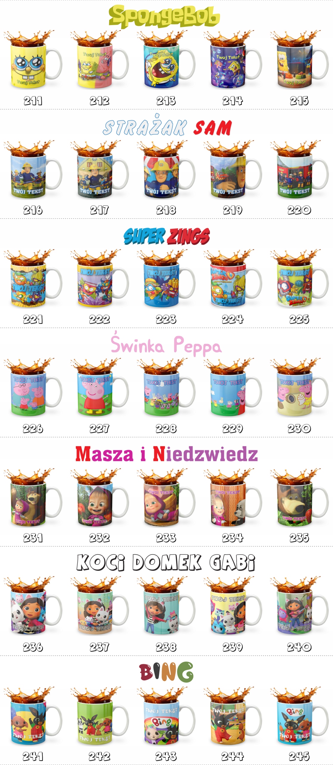 KUBEK 330ml GRAFIKA PREZENT ŚWIĘTA WZÓR - BAJKA KRAINA LODU + IMIĘ