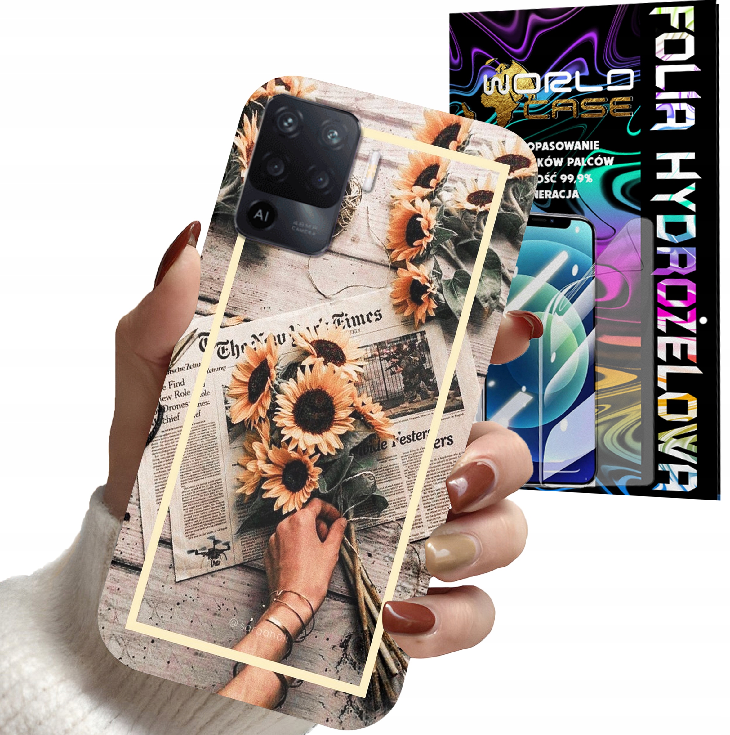 ETUI DO OPPO RENO 5 LITE A94 4G - SŁONECZNIK DLA KOBIET PLECKI + FOLIA