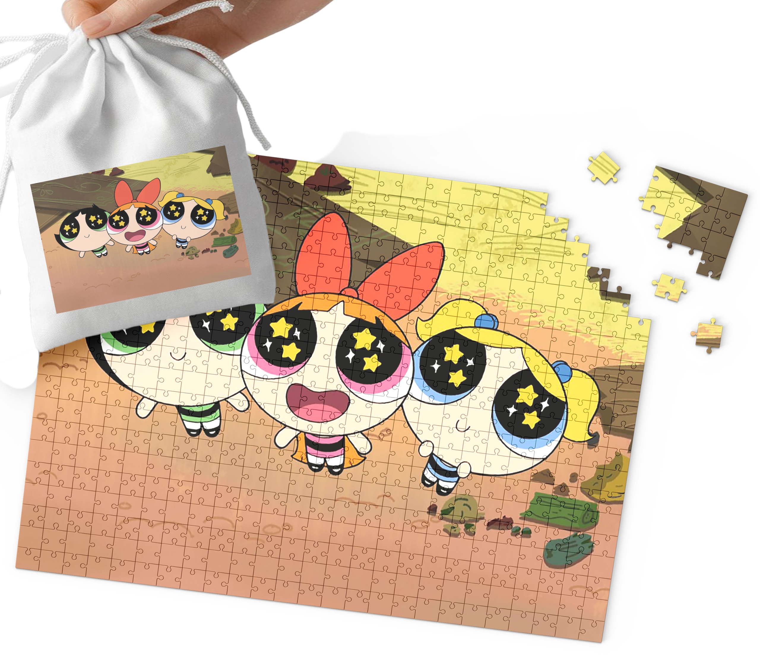 PUZZLE - ATOMÓWKI WZORY Z BAJEK I GIER PREZENT DLA DZIECI 192el + WORECZEK