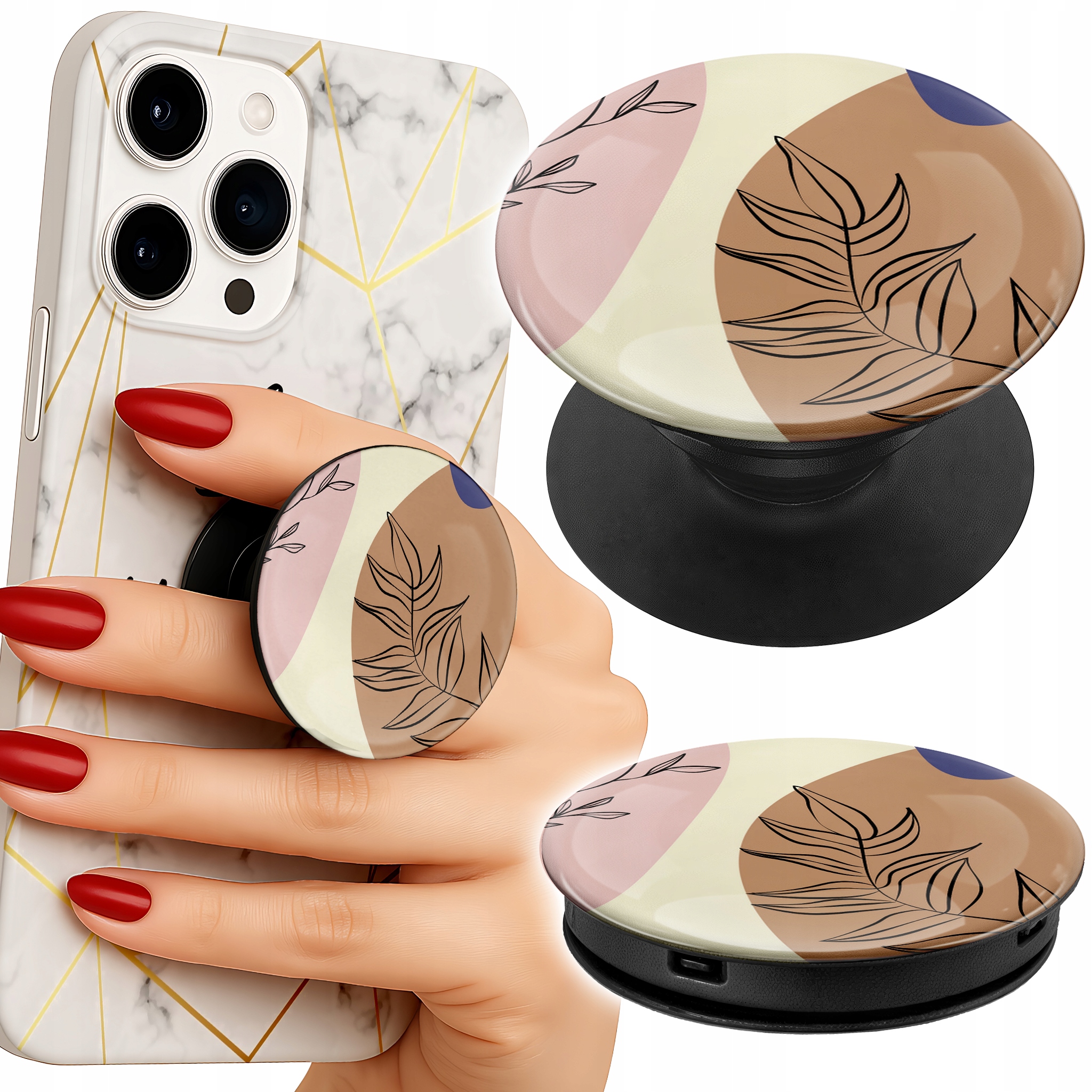 Uchwyt do telefonu Popsocket na palce/stojak PROSTY ROŚLINNY MODNY WZÓR