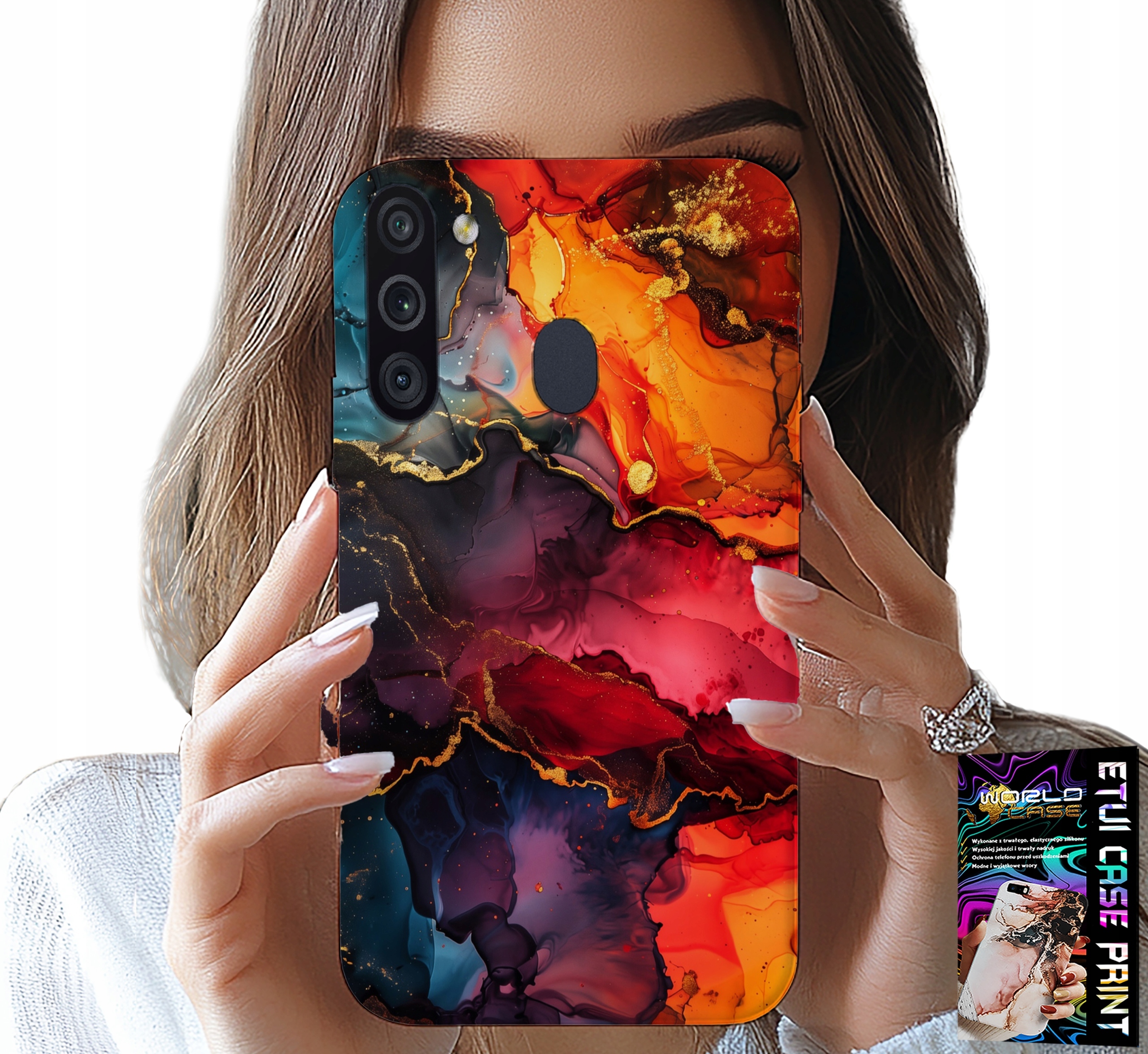 ETUI DO SAMSUNG GALAXY A21 - KAMIENNE WZORY, OBUDOWA CASE + SZKŁO