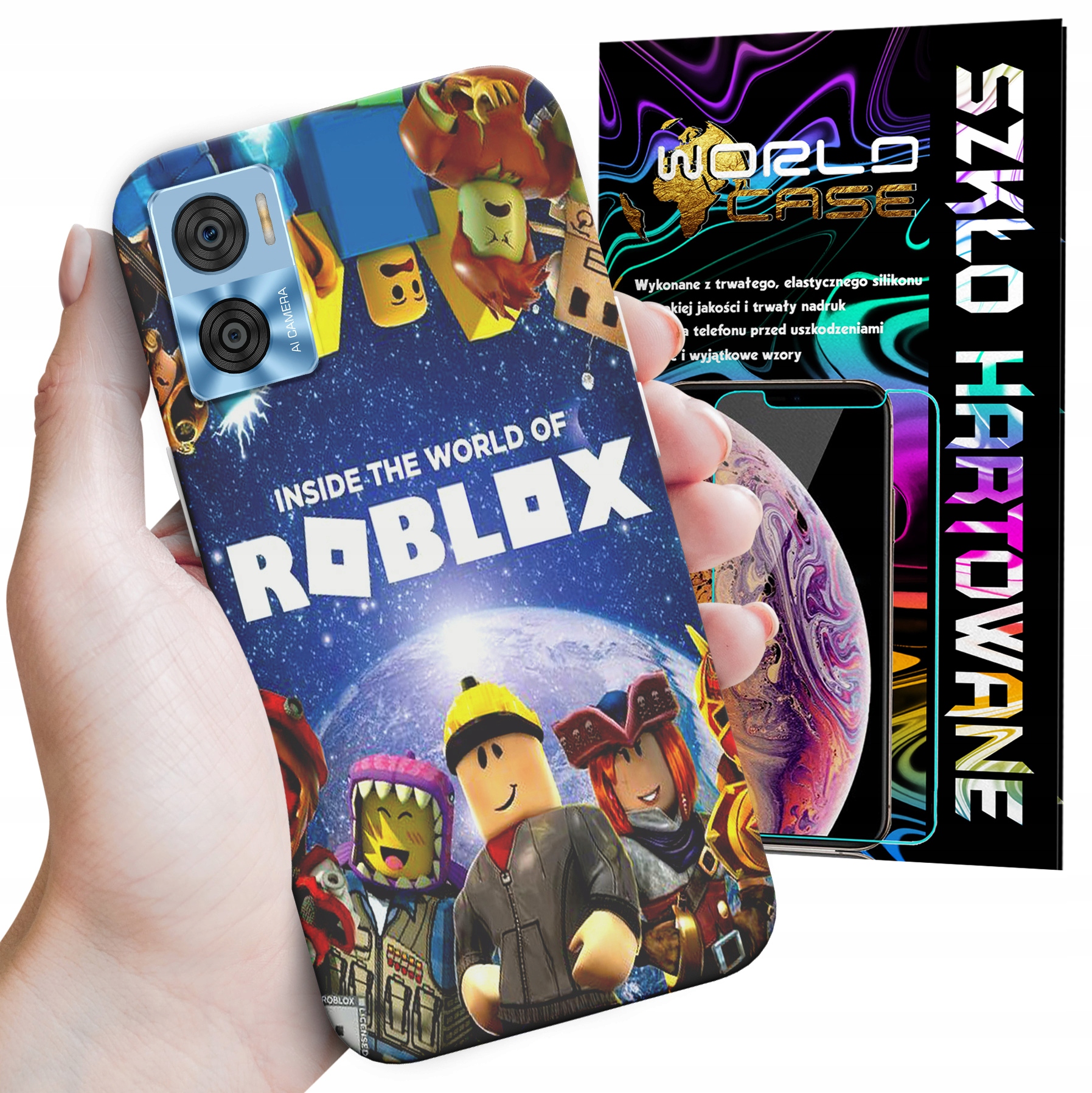 ETUI DO MOTOROLA MOTO E22 / E22i - ROBLOX GRY BAJKI FORTNITE GTA + SZKŁO