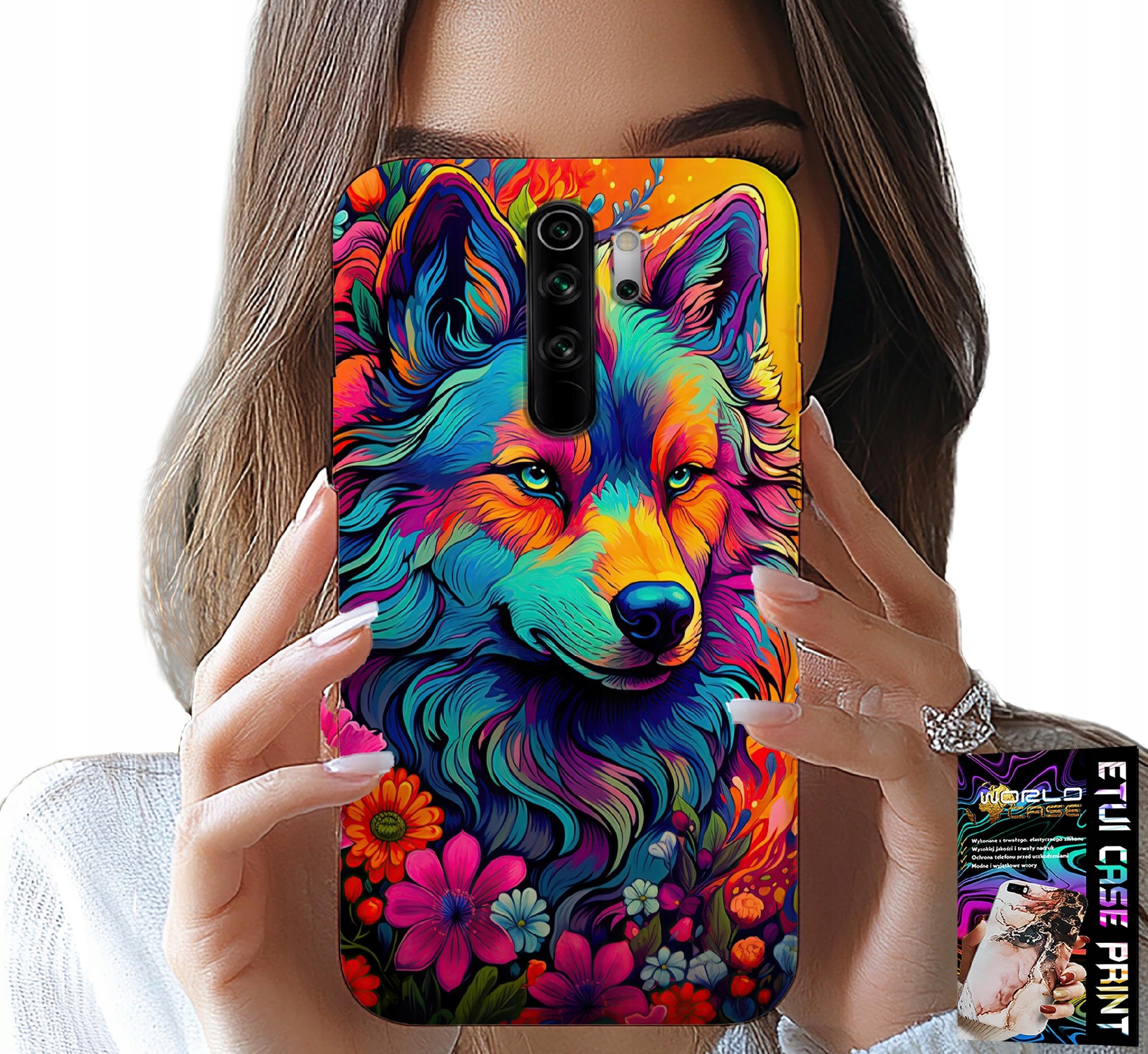 ETUI DO XIAOMI REDMI 9 - KOLOROWE WZORY, WILK WATAHA SWORA CASE
