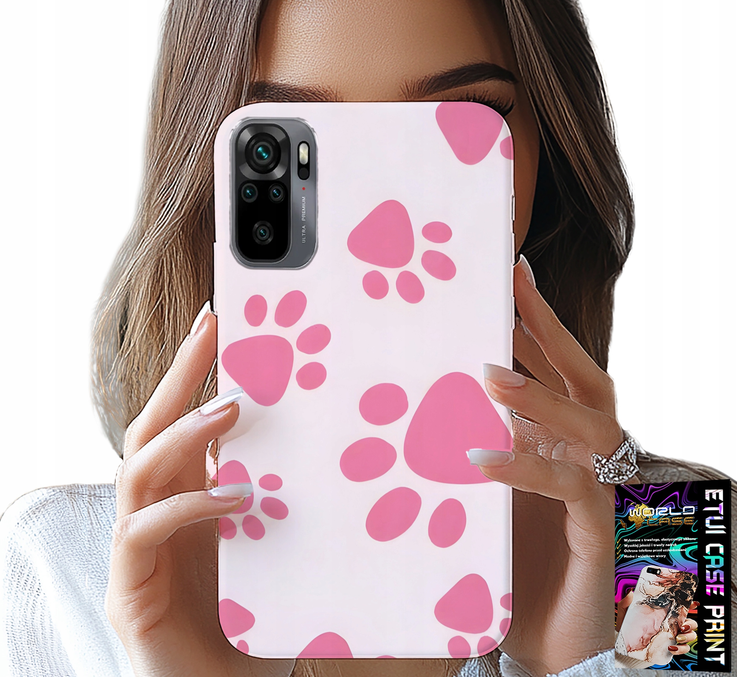 ETUI DO XIAOMI NOTE 10 / 10S - RÓŻOWE PSIE ŁAPKI, PLECKI, OBUDOWA CASE