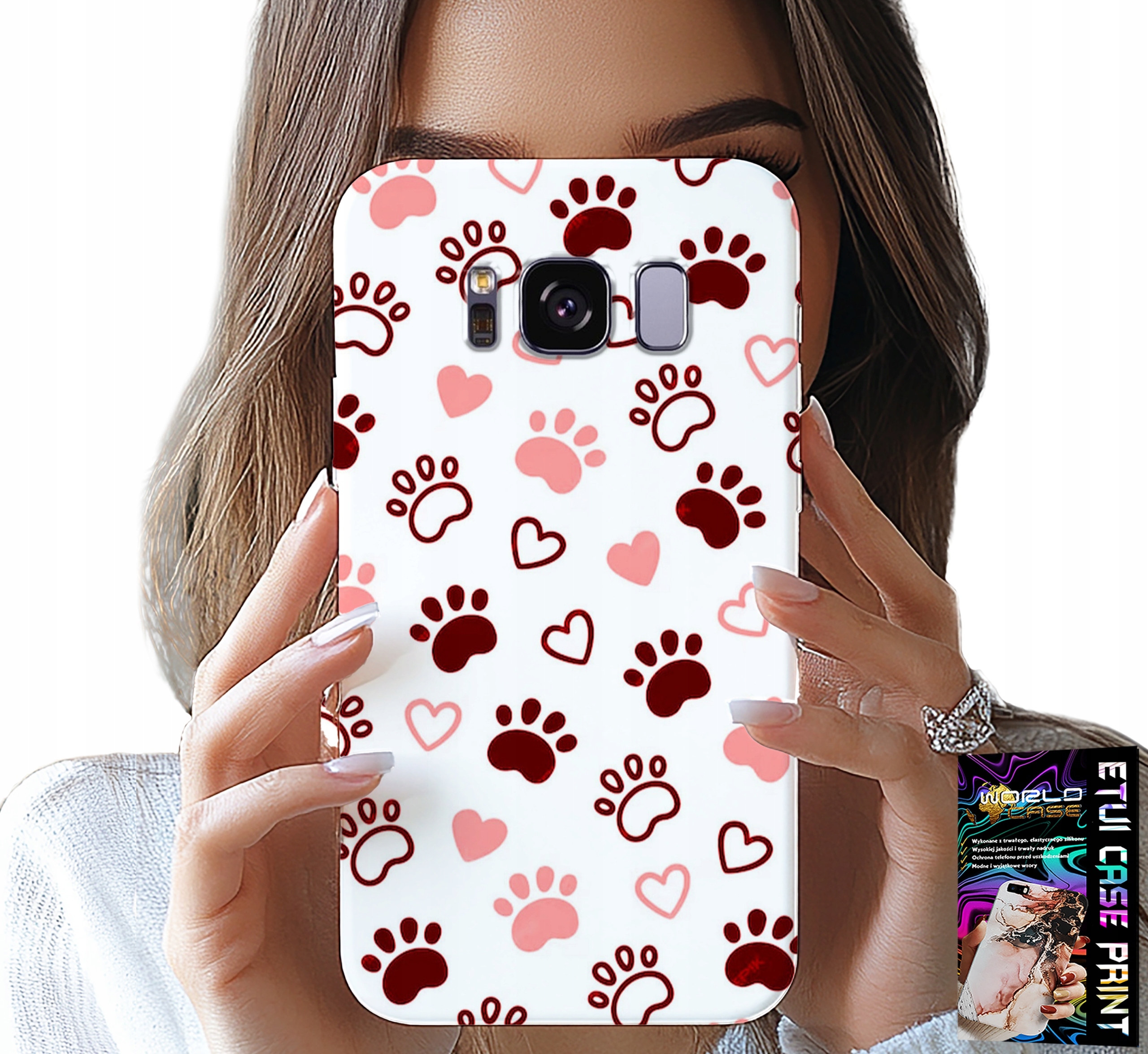 ETUI DO SAMSUNG GALAXY S8 - PSIE ŁAPKI NA BIAŁYM TLE, PIES, KOT, MIŚ