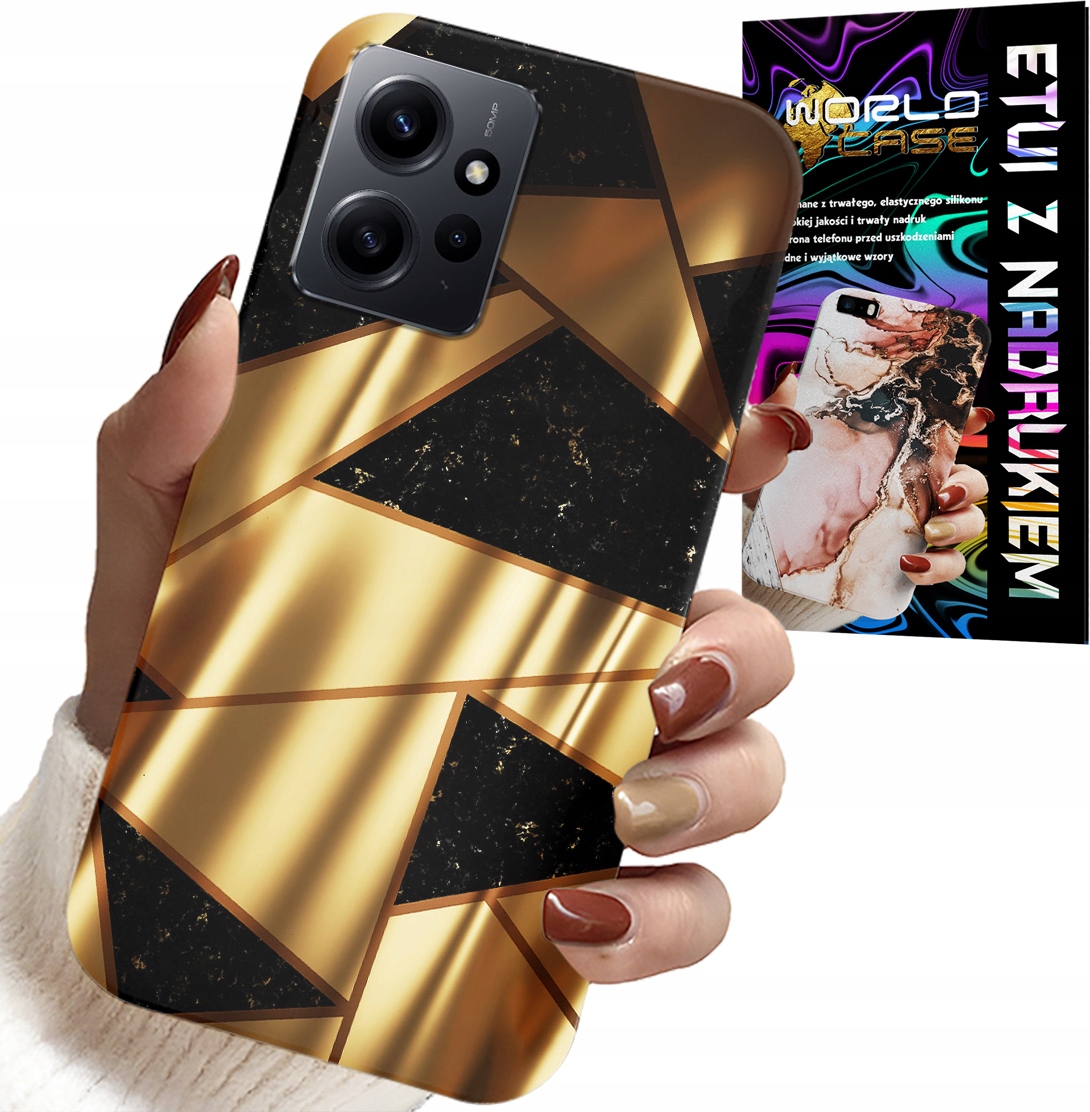 ETUI DO XIAOMI NOTE 12 4G - ZŁOTE ELEGANCKIE WZORY + FOLIA HYDRO