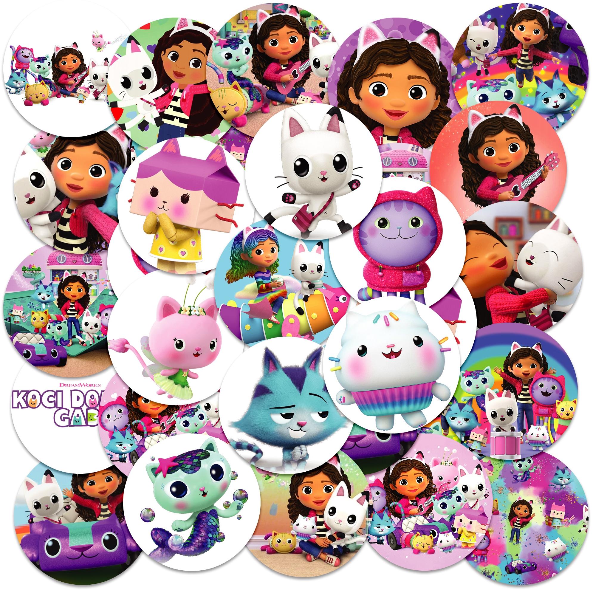 NAKLEJKI NA ZESZYT NALEPKA Z POSTACIAMI KÓŁKO KOCI DOMEK GABI WZORY 23EL