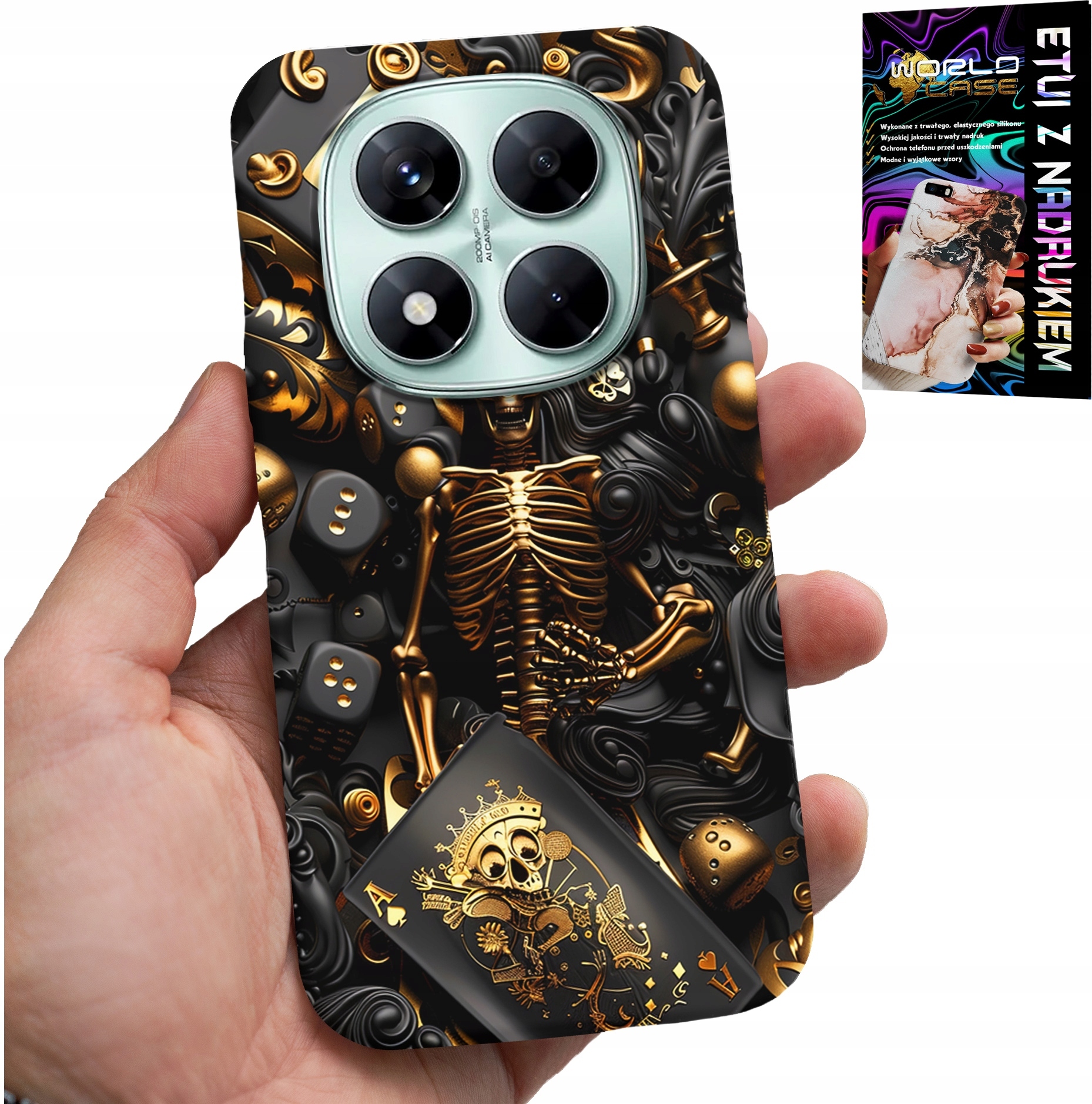 ETUI DO XIAOMI NOTE 14 PRO 5G - KRÓL POKER KOŚCI AS WZORY DLA MEN +SZKŁO