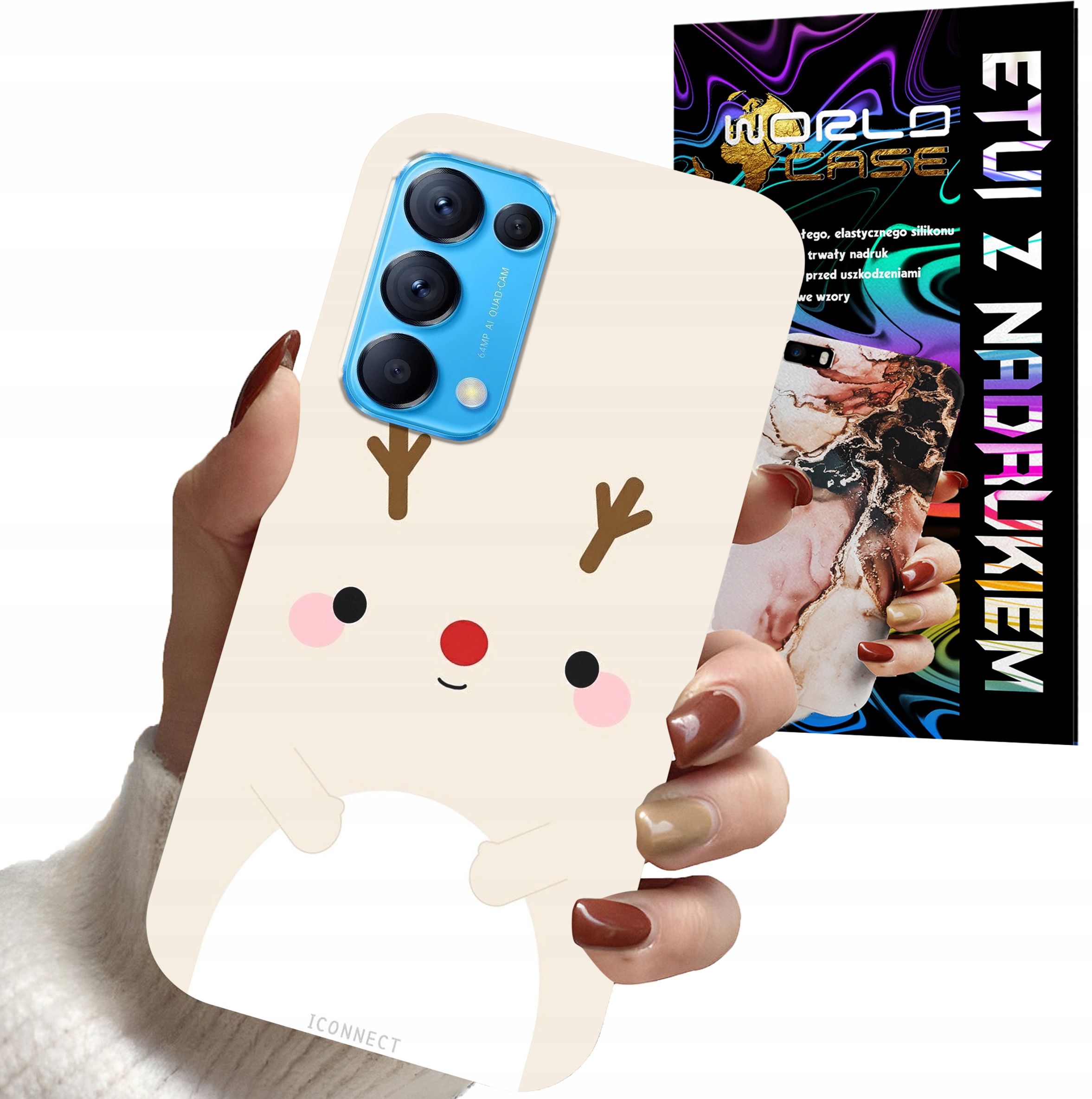 ETUI CASE DO OPPO RENO 5 4G 5G - ŚWIĄTECZNE WZORY RENIFER MIKOŁAJ ŚWIĘTA