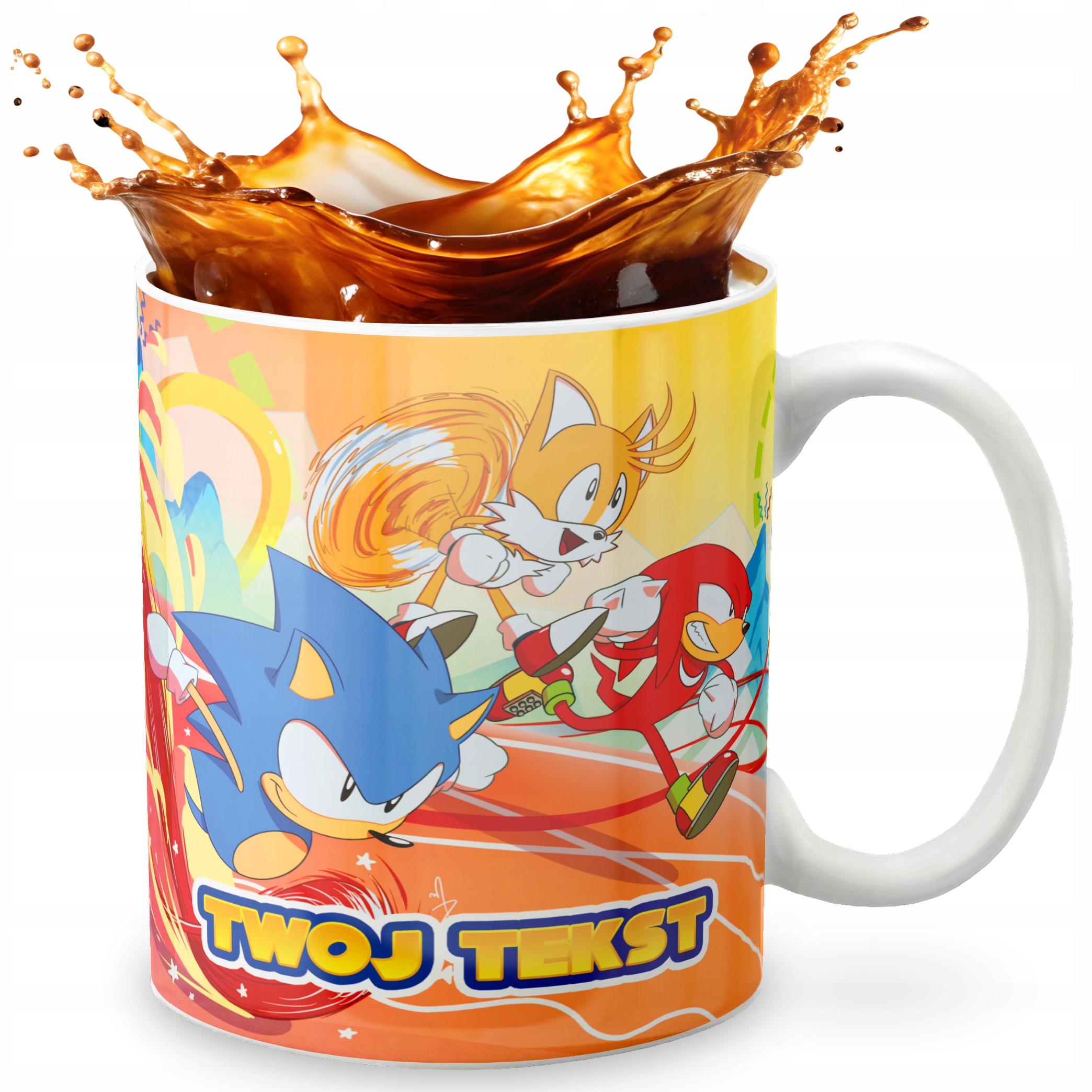 KUBEK 330ml GRAFIKA PREZENT ŚWIĘTA WZÓR - GRA SONIC + IMIĘ