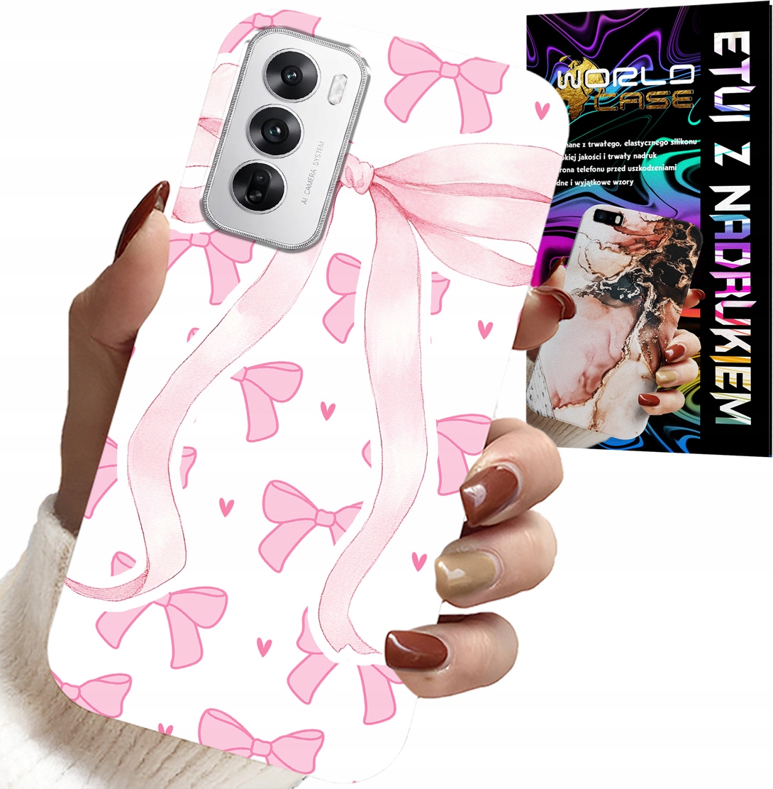 ETUI DO OPPO RENO12 PRO 5G - RÓŻOWE WSTAZKI WSTĄZKA MODNE WZORY CASE