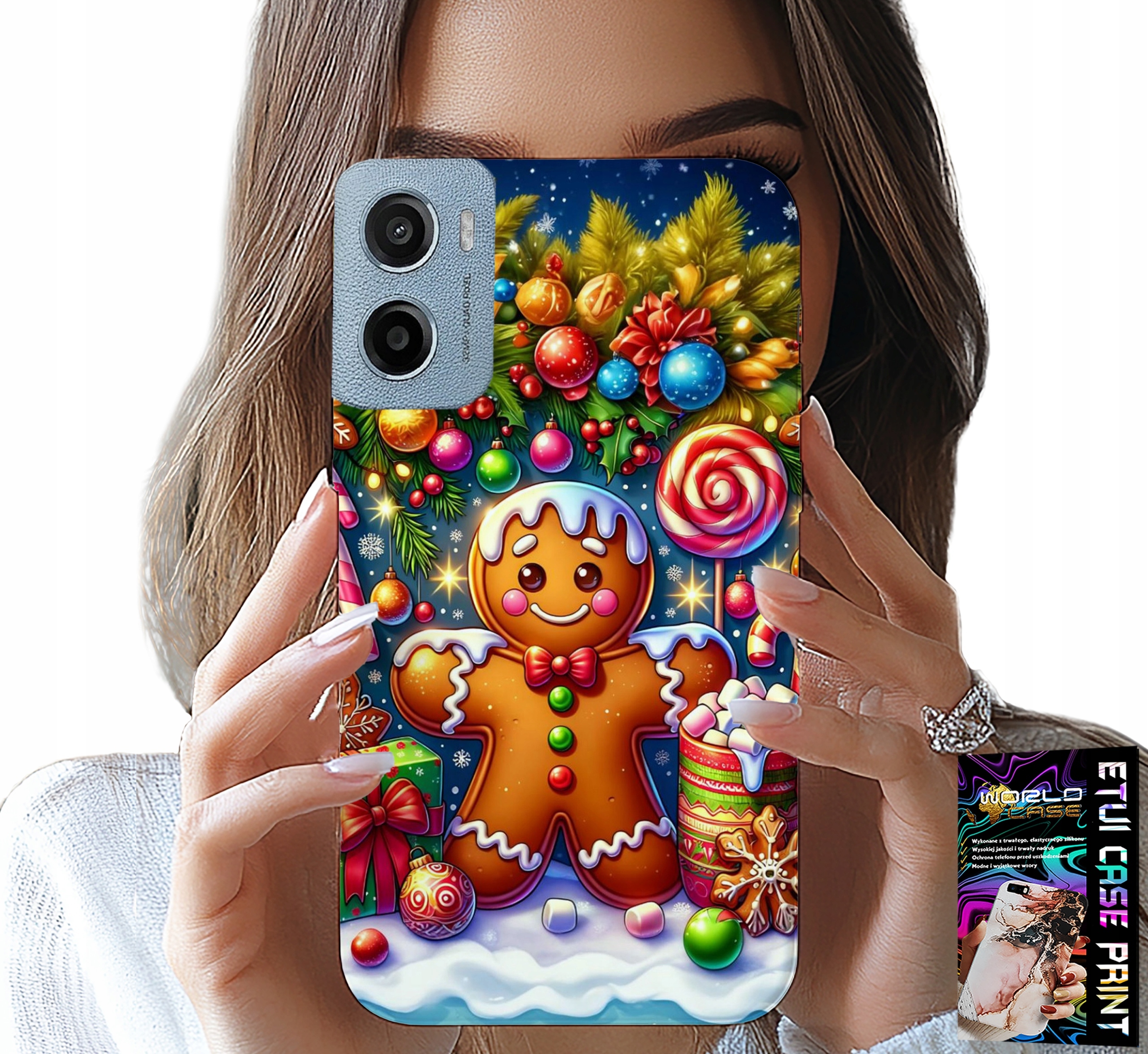 ETUI DO MOTOROLA E15 / G05 - PIERNIK, CUKIERKOWE WZORY ŚWIĘTA + FOLIA