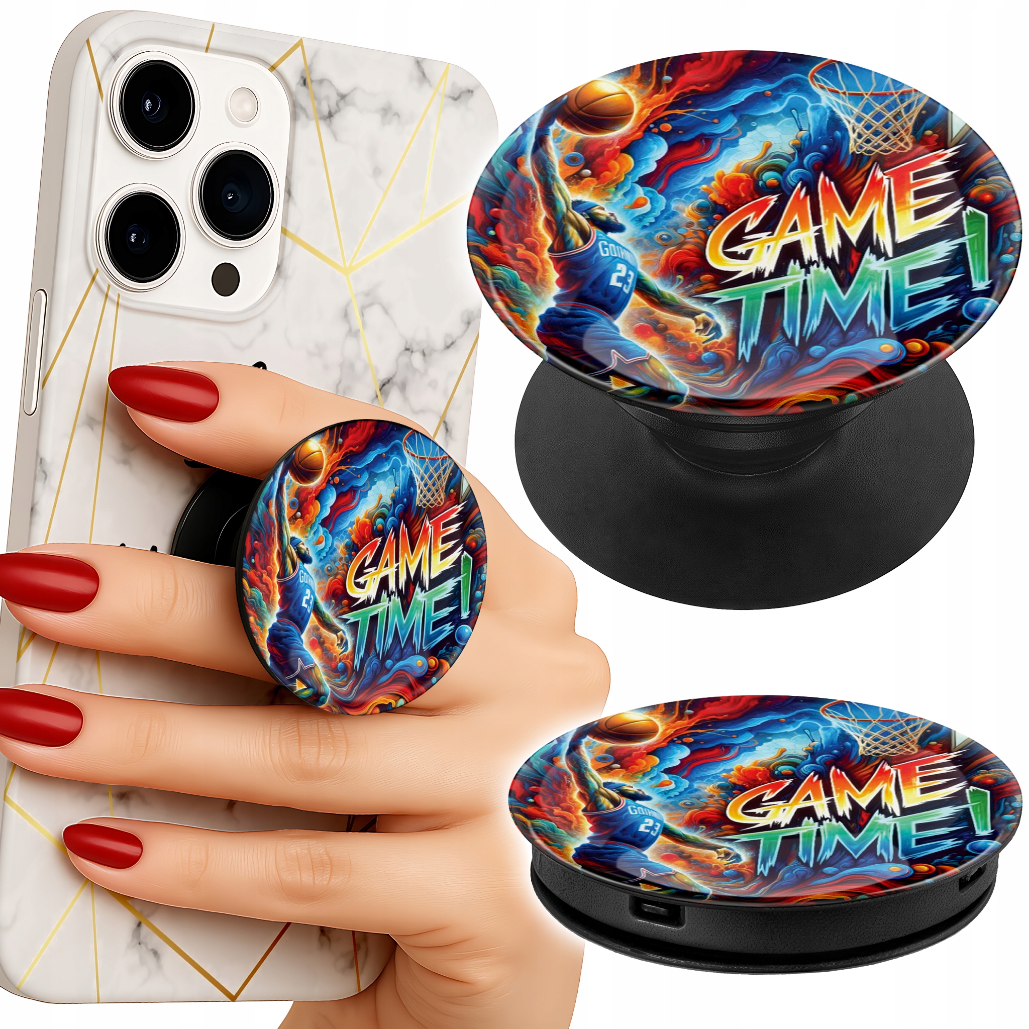 Uchwyt do telefonu Popsocket na palce/stojak KOSZYKÓWKA NBA BOISKO KOSZ FAN
