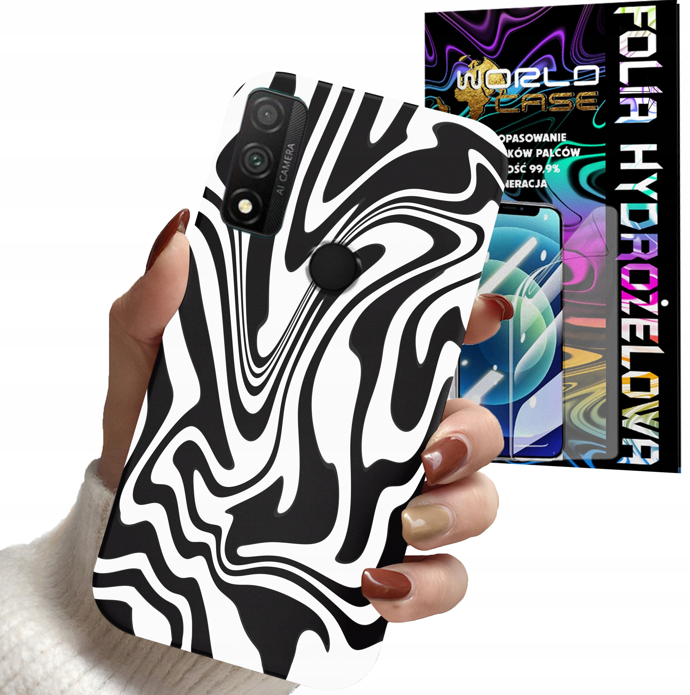 ETUI DO HUAWEI P SMART 2020 - ABSTRAKCJA ZEBRA WZORY DLA KOBIET + FOLIA