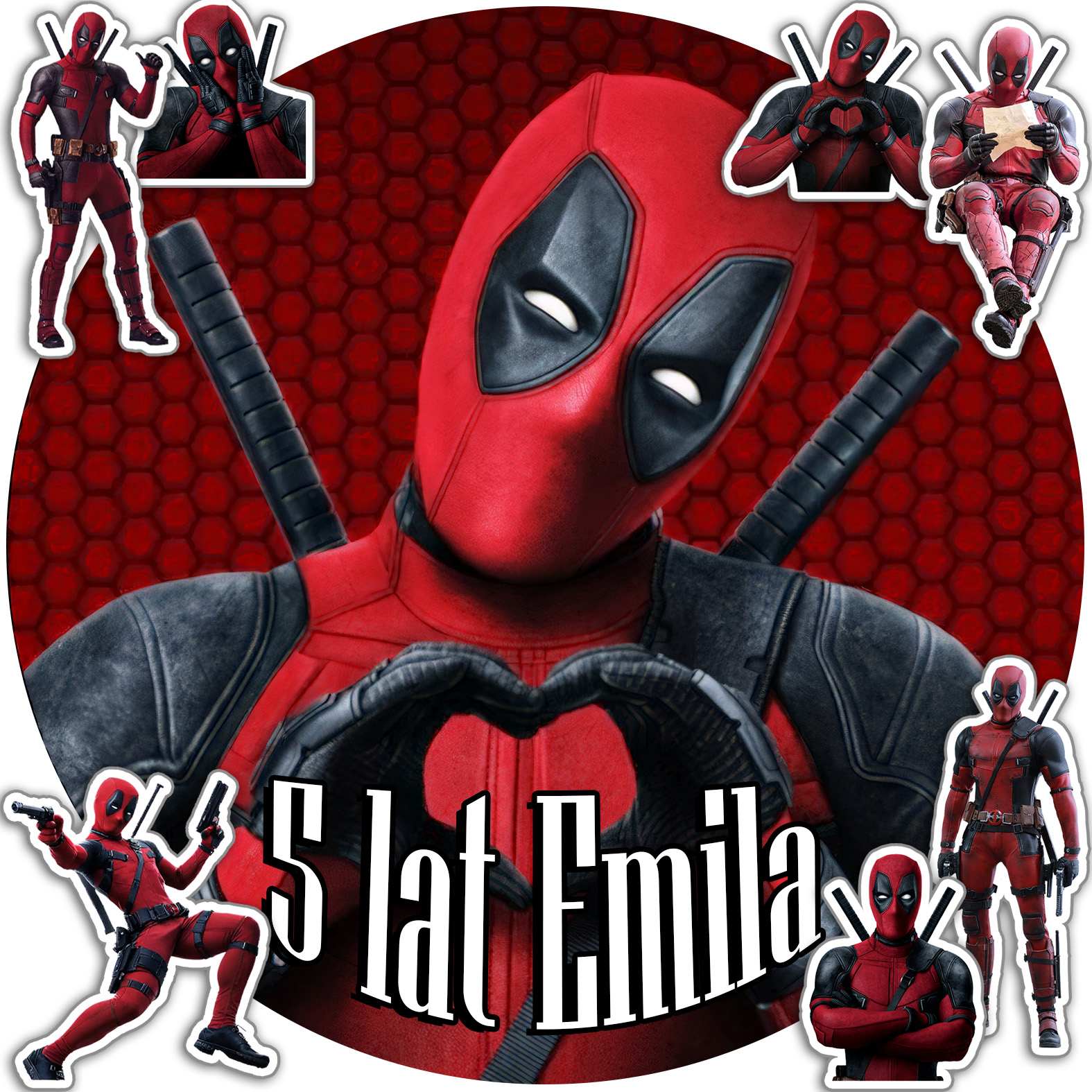 OPŁATEK NA TORT 30CM - DEAD POOL + IMIĘ + GRATIS! 24CM 26CM