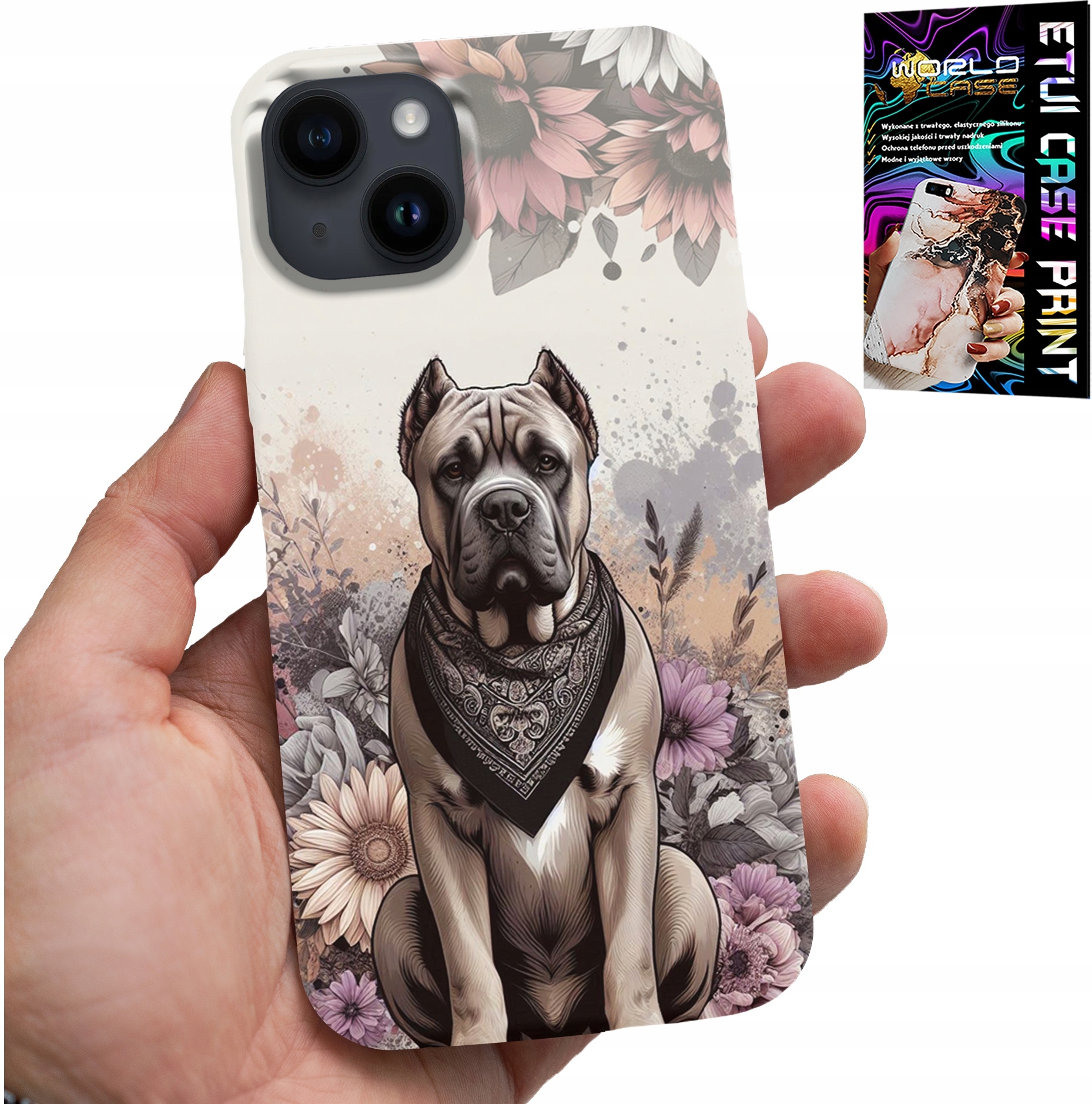ETUI DO IPHONE 14 PLUS - PSIE RASY PSIE WZORY POKROWIEC + FOLIA