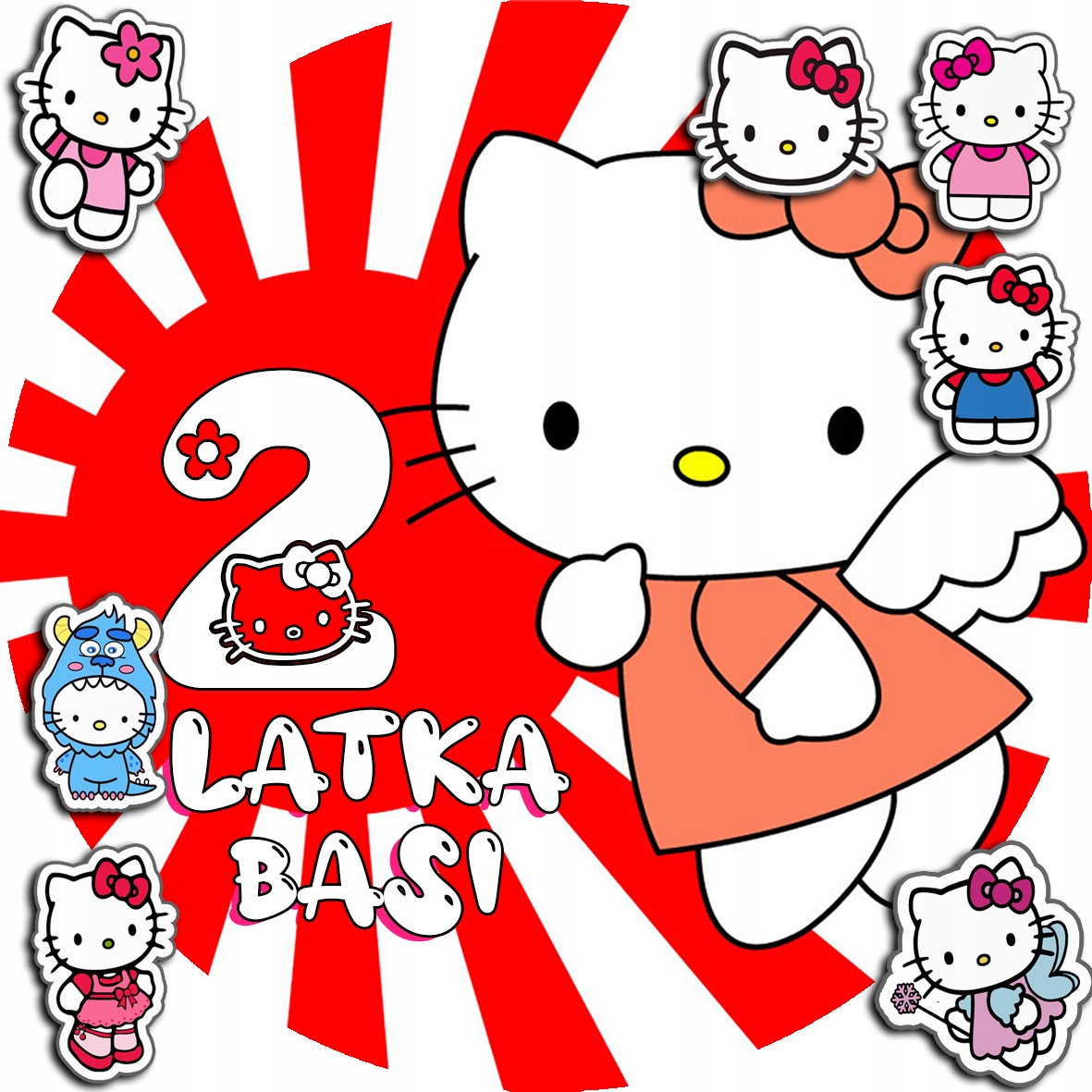 OPŁATEK NA TORT 30CM - KOTEK KOTKI HELLO KITTTY + IMIĘ + GRATIS! 24CM 26CM