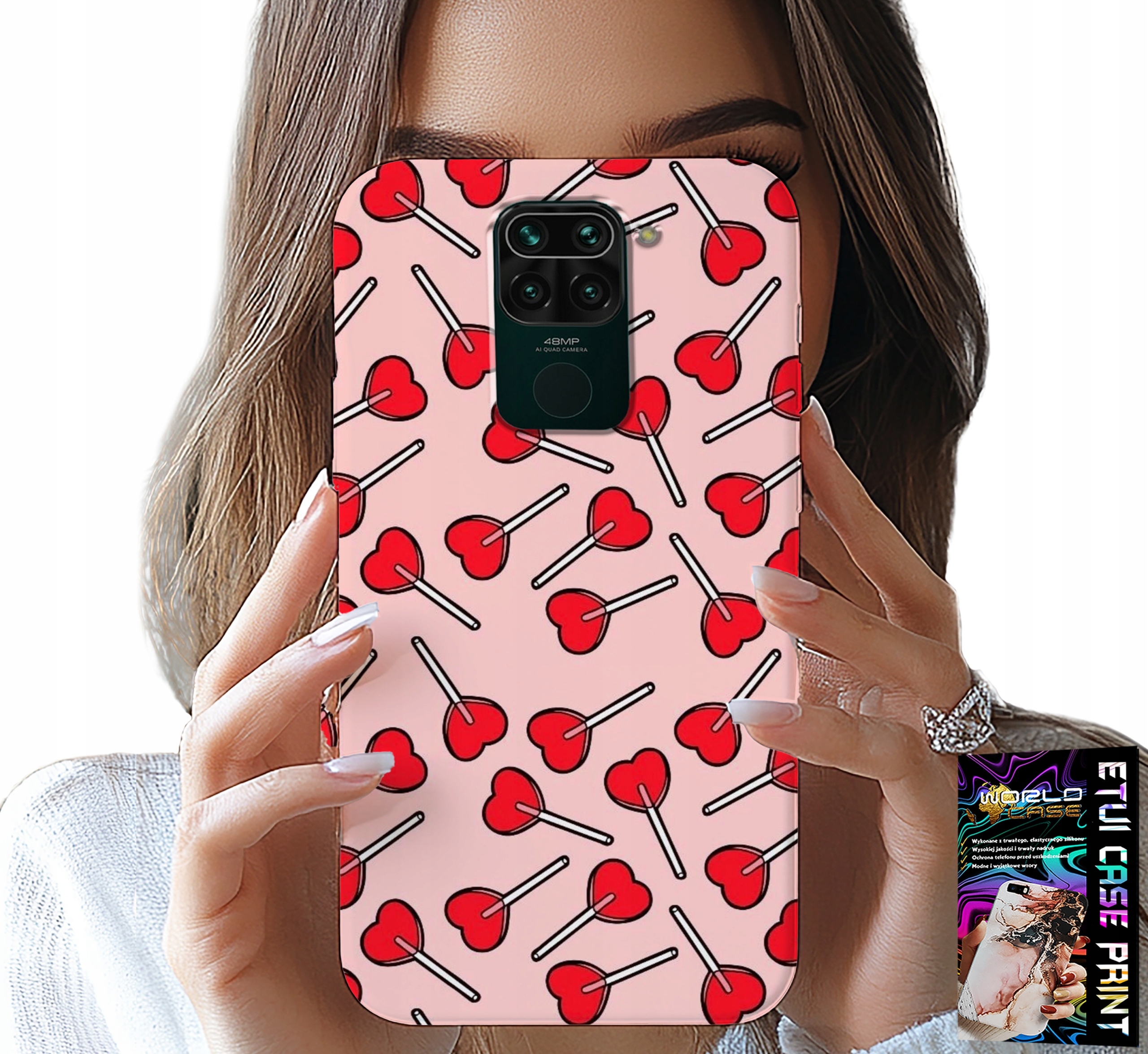 ETUI DO XIAOMI NOTE 9 - KOBIECE, MODNE WZORY LIZAKI W SERCA CASE