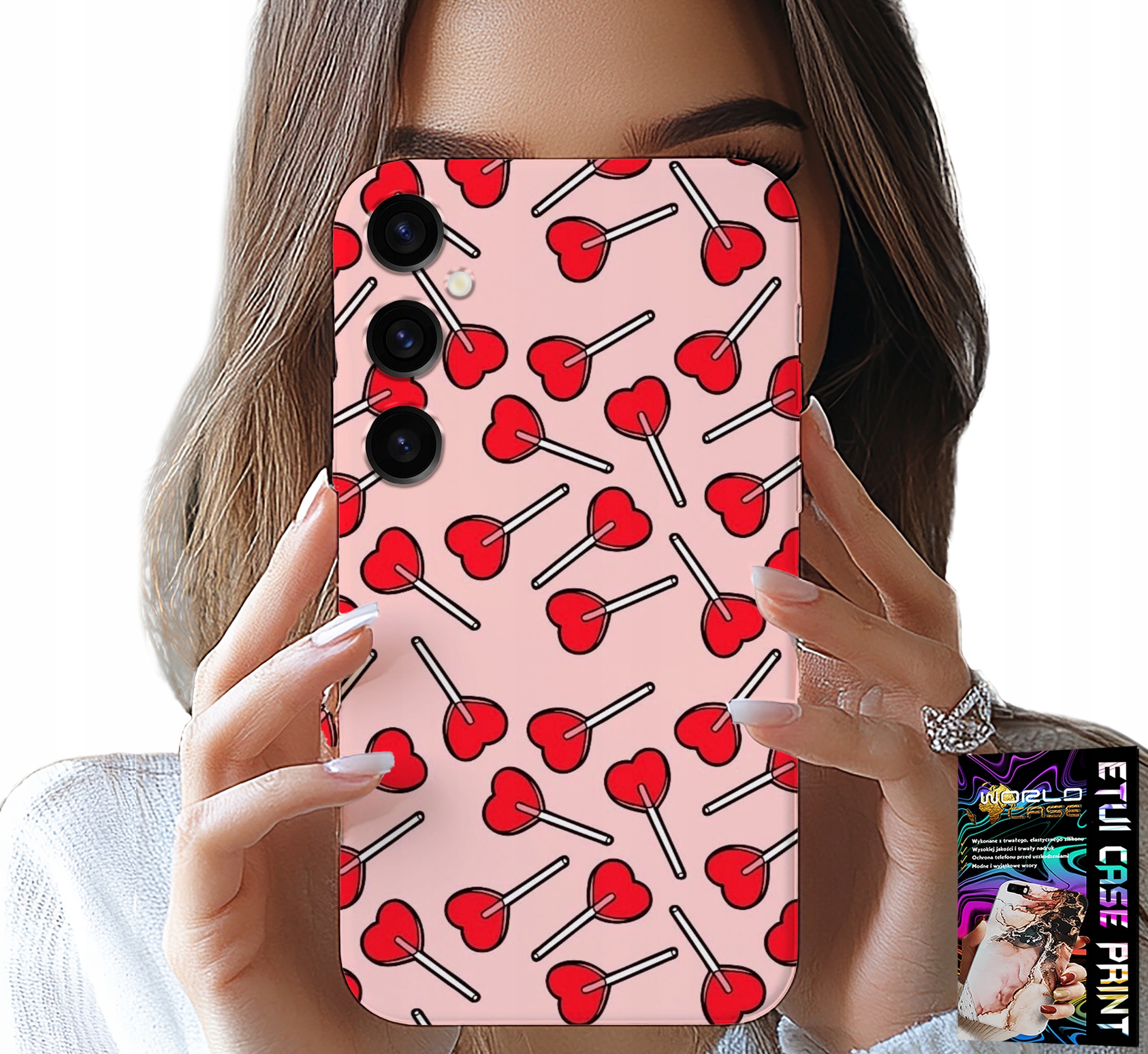 ETUI DO SAMSUNG GALAXY S23 FE - KOBIECE, MODNE WZORY LIZAKI W SERCA CASE