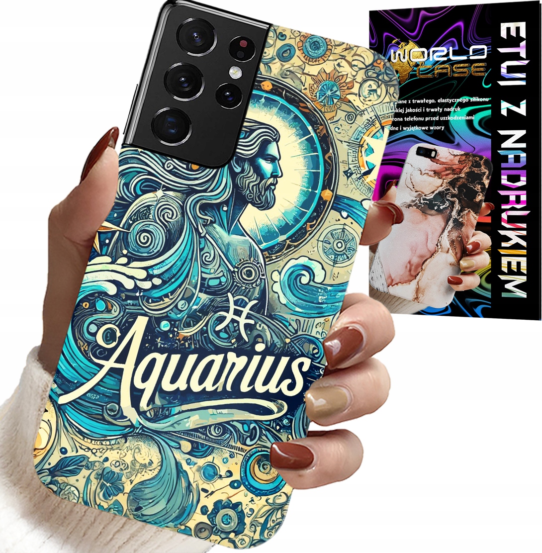 ETUI DO SAMSUNG GALAXY S21 Ultra - ZNAK ZODIAKU, WODNIK, ASTRONOMIA PLECKI