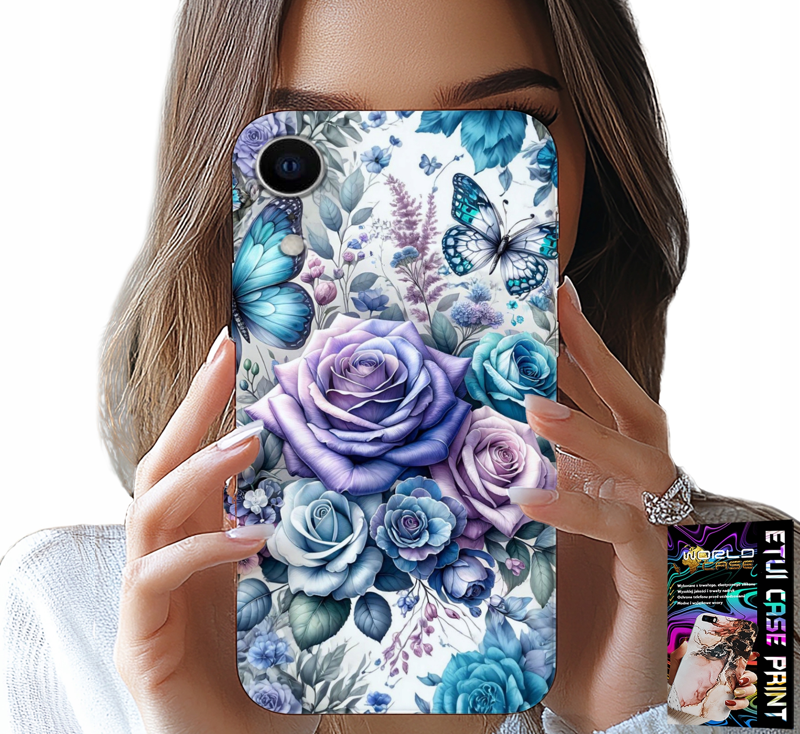 ETUI DO IPHONE XR - KWIECISTE WZORY RÓŻEKWIATKI CASE + SZKŁO