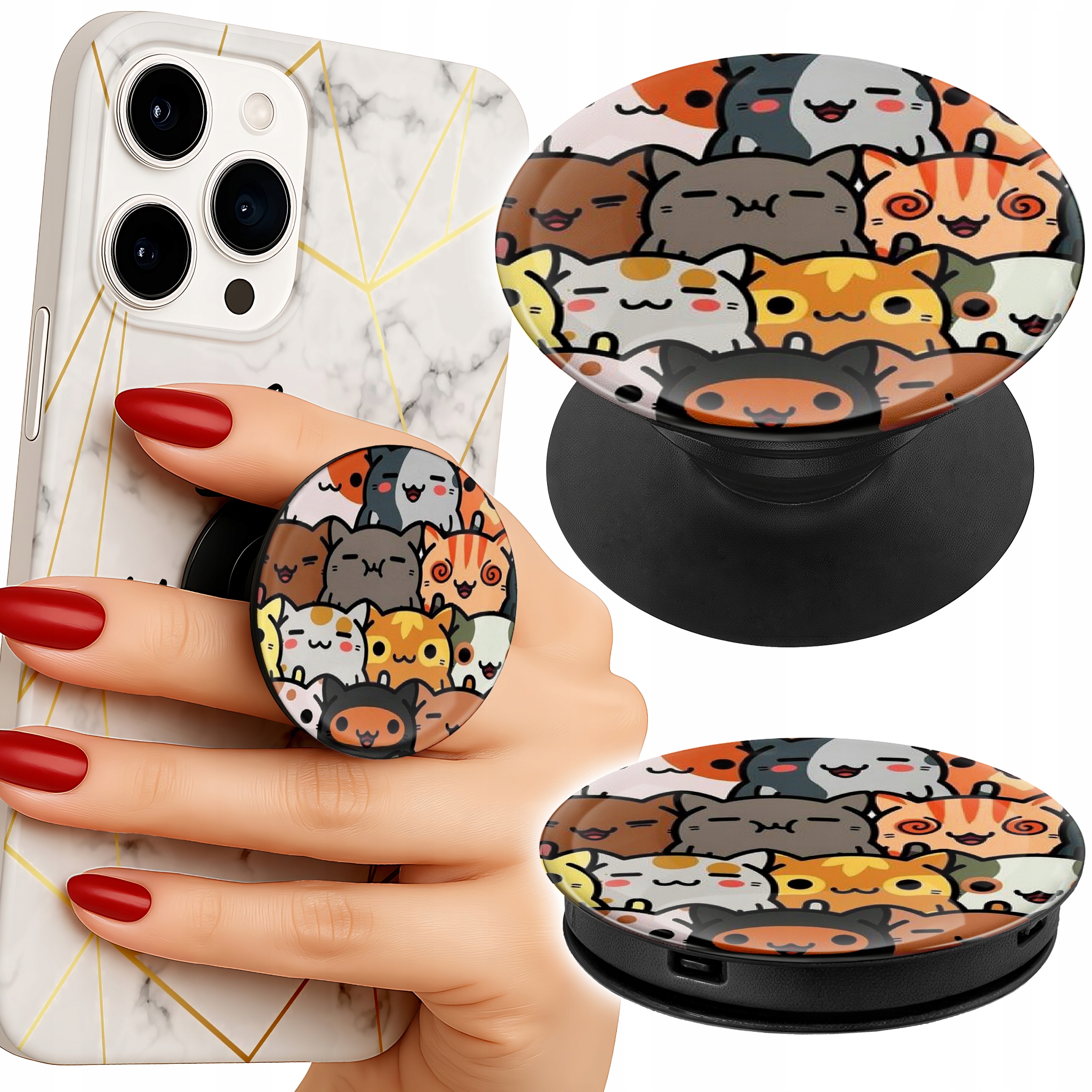 Uchwyt do telefonu Popsocket na palce/stojak W SŁODKIE KOTKI, KOTY
