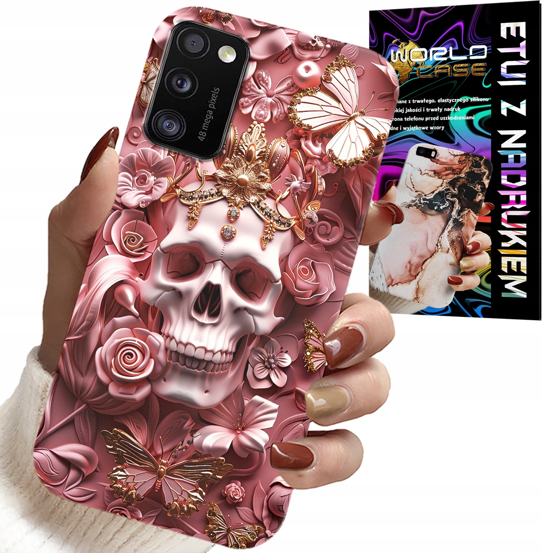 ETUI DO XIAOMI POCO M3 - KOBIECE, MODNE WZORY, CZASZKA W RÓŻE