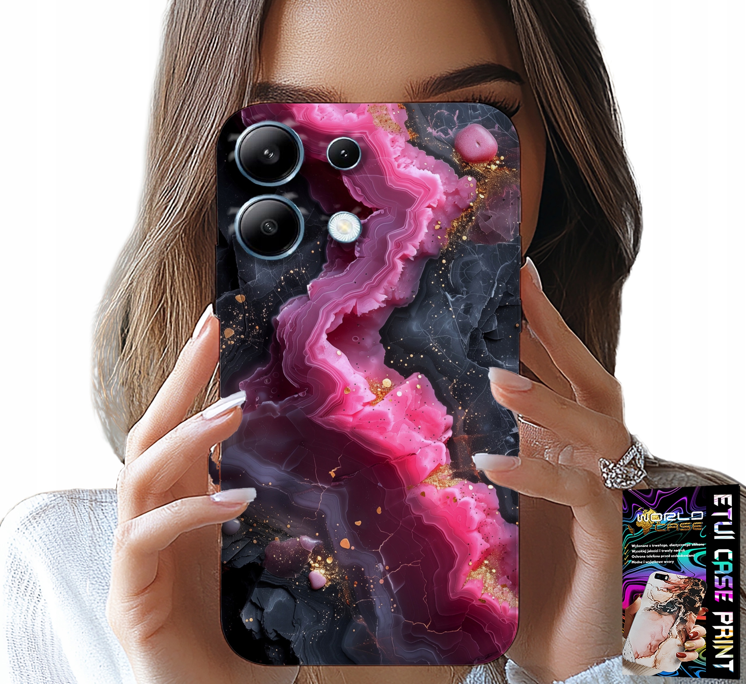 ETUI DO XIAOMI NOTE 13 PRO 4G - RÓŻOWY MARMUREK PLECKI, MODNE WZORY