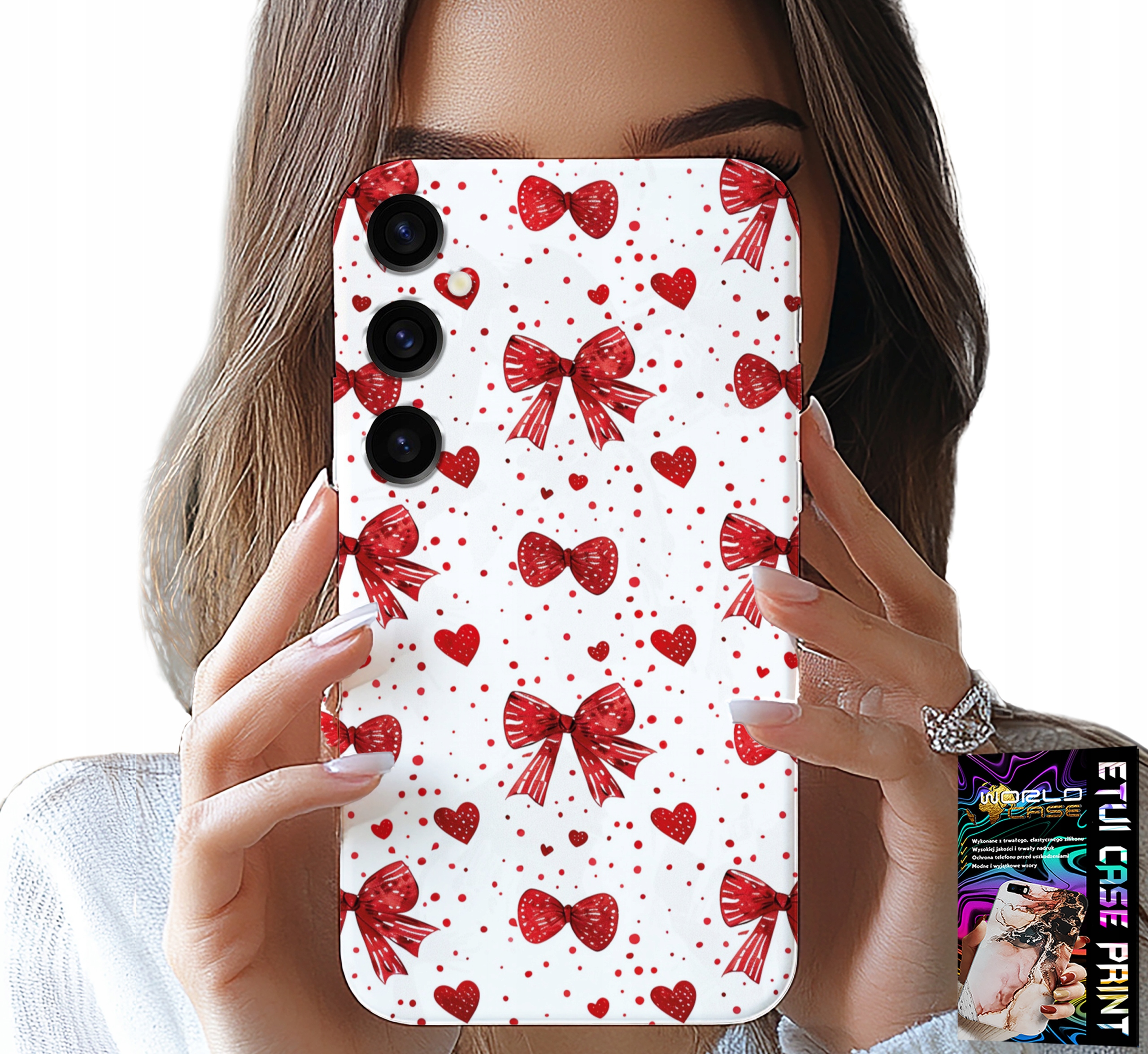 ETUI DO SAMSUNG GALAXY S24 PLUS - CZERWONE WSTĄŻKI WSTĄŻKA MODNE WZORY