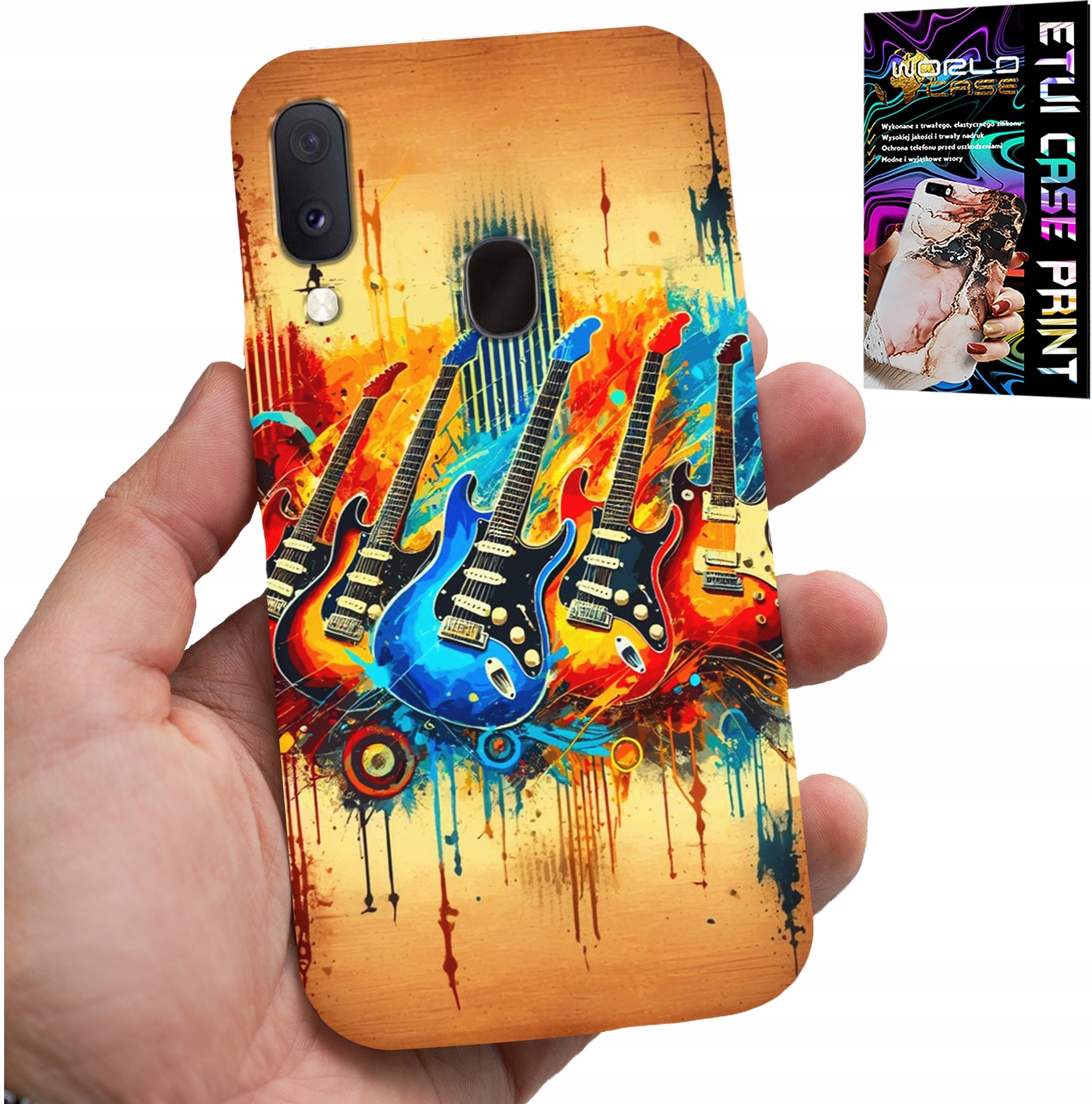 ETUI DO SAMSUNG GALAXY A40 - GITARA ELEKTRYCZNA, ROCK AND ROLL, METAL