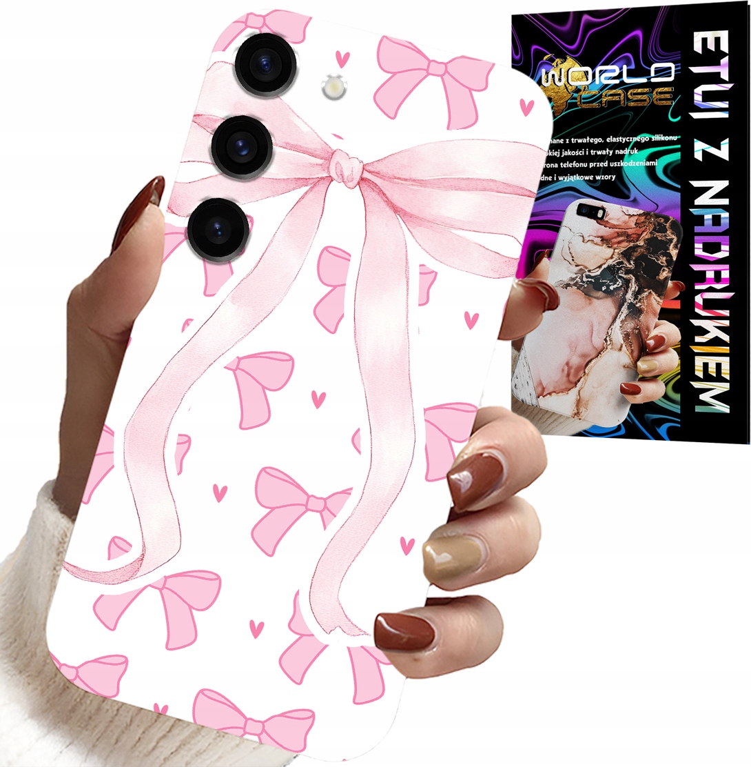 ETUI DO SAMSUNG GALAXY S23 PLUS - RÓŻOWE WSTAZKI WSTĄZKA MODNE WZORY CASE