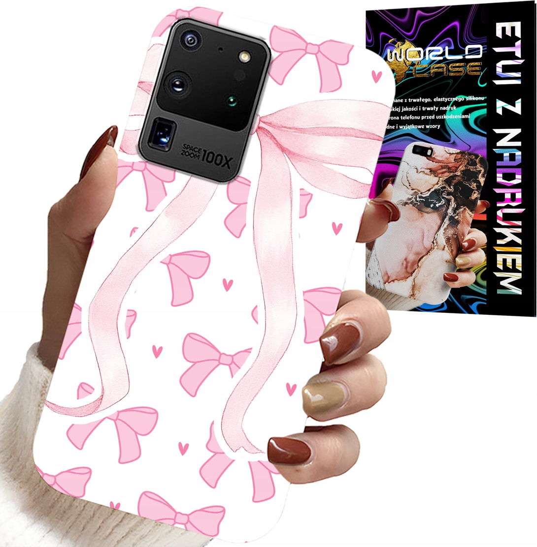 ETUI DO SAMSUNG GALAXY S20 Ultra - RÓŻOWE WSTAZKI WSTĄZKA MODNE WZORY CASE