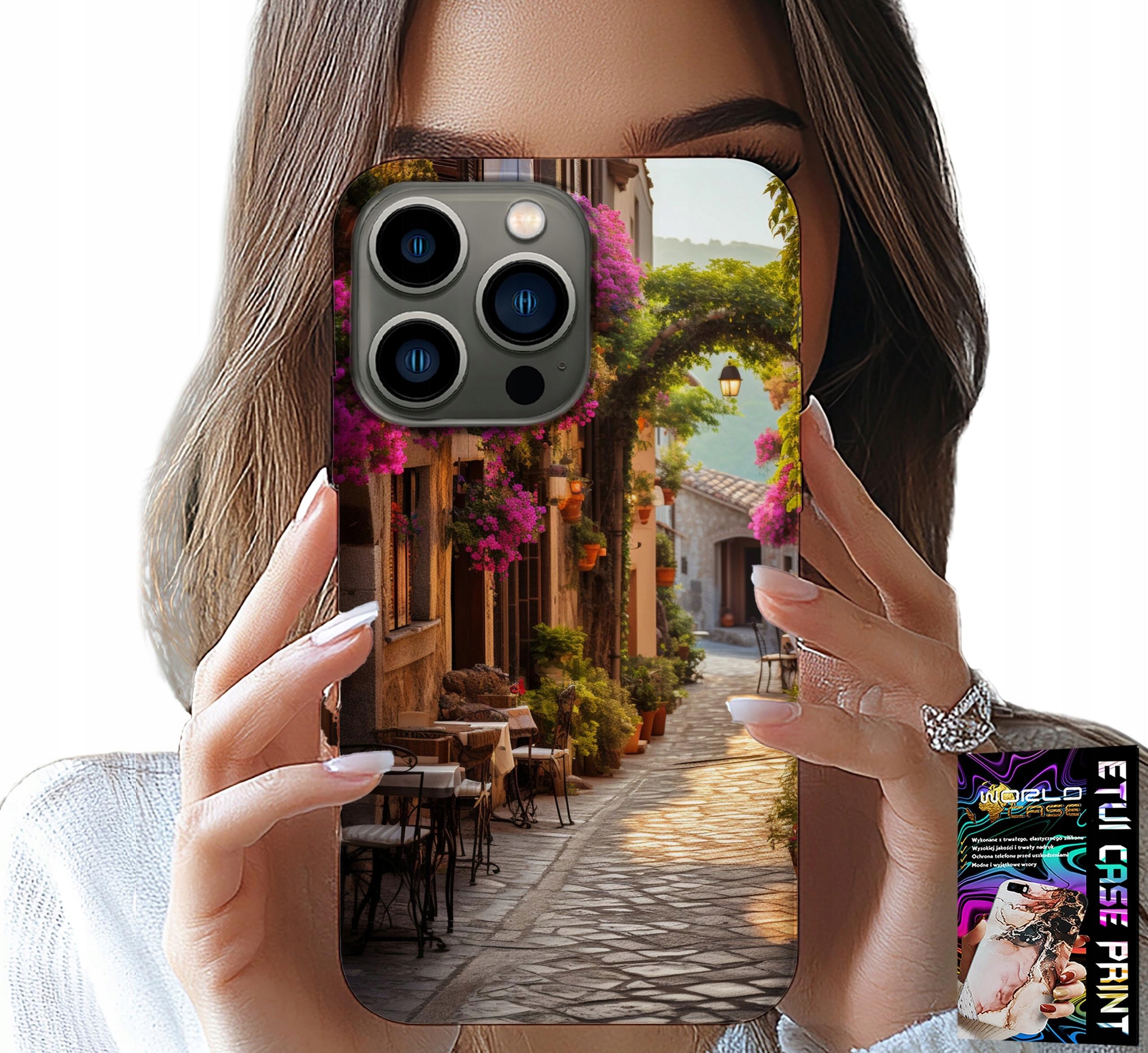 ETUI DO IPHONE 16 PRO MAX - MALOWNICZA ULICZKA Z KAWIARNIĄ + SZKŁO